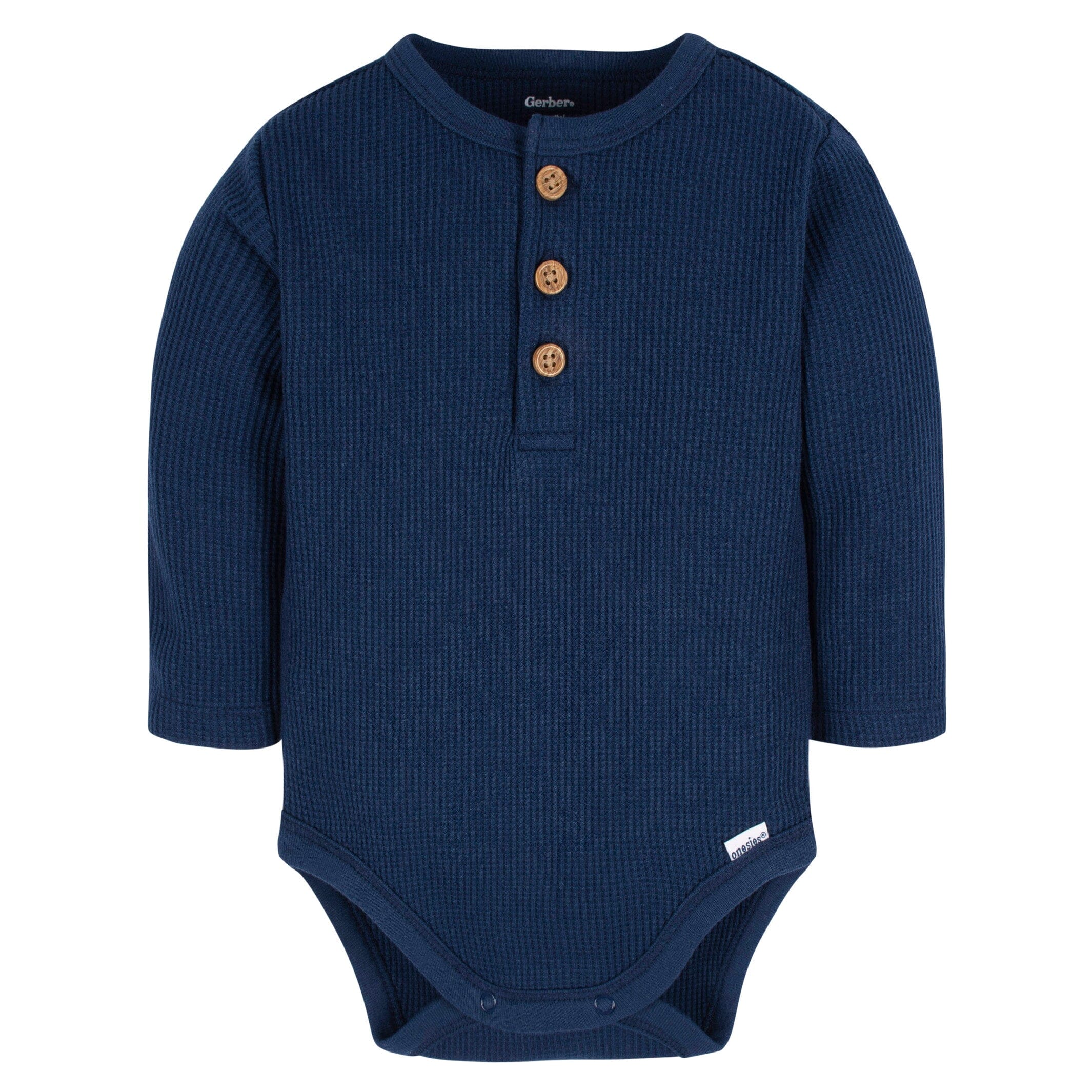 2-Pack Baby Boys Navy & Light Blue Long Sleeve Henley Onesies Bodysuits