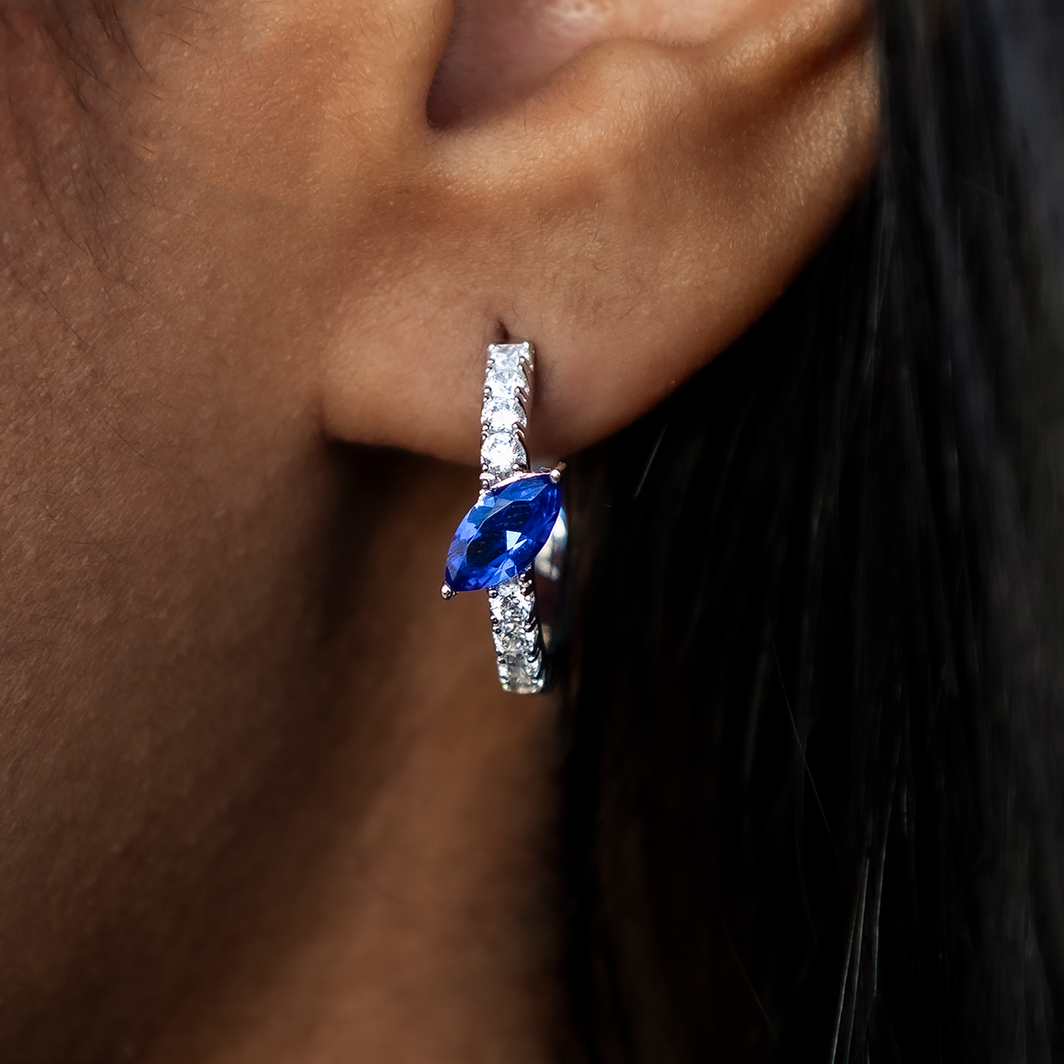 Sapphire Pave Hoop Earrings