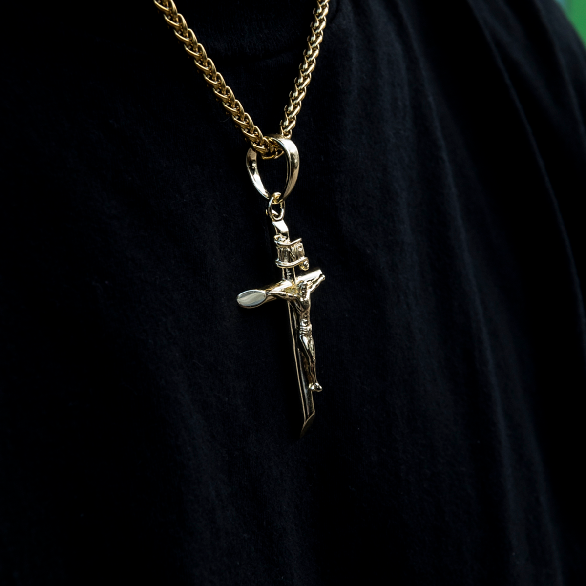 Large Crucifix Pendant in Yellow Gold