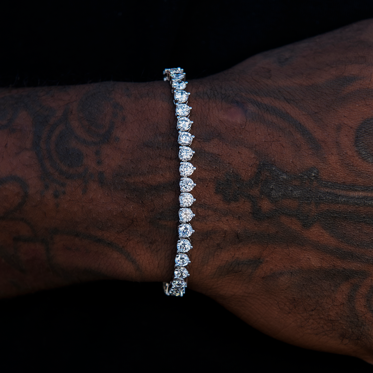 3 Prong Tennis Bracelet in White Gold