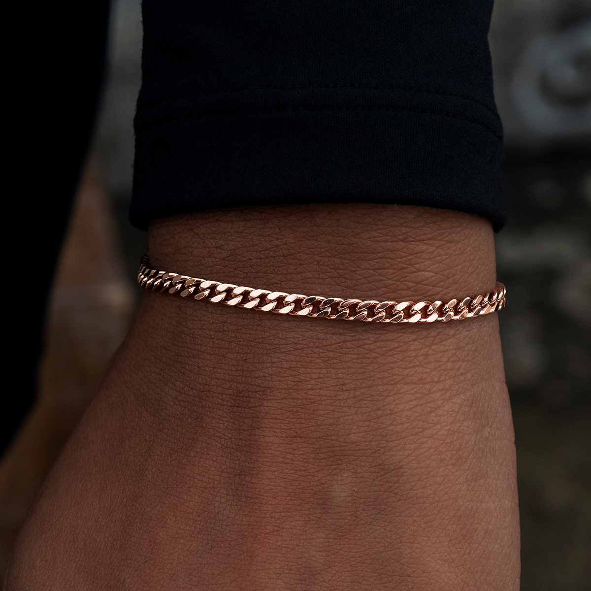 Micro Cuban Bracelet in Rose Gold- 3mm