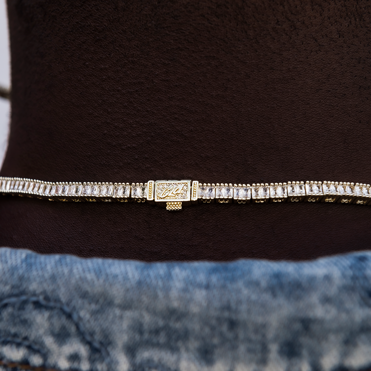 Diamond Baguette Tennis Chain in Yellow Gold- 3mm