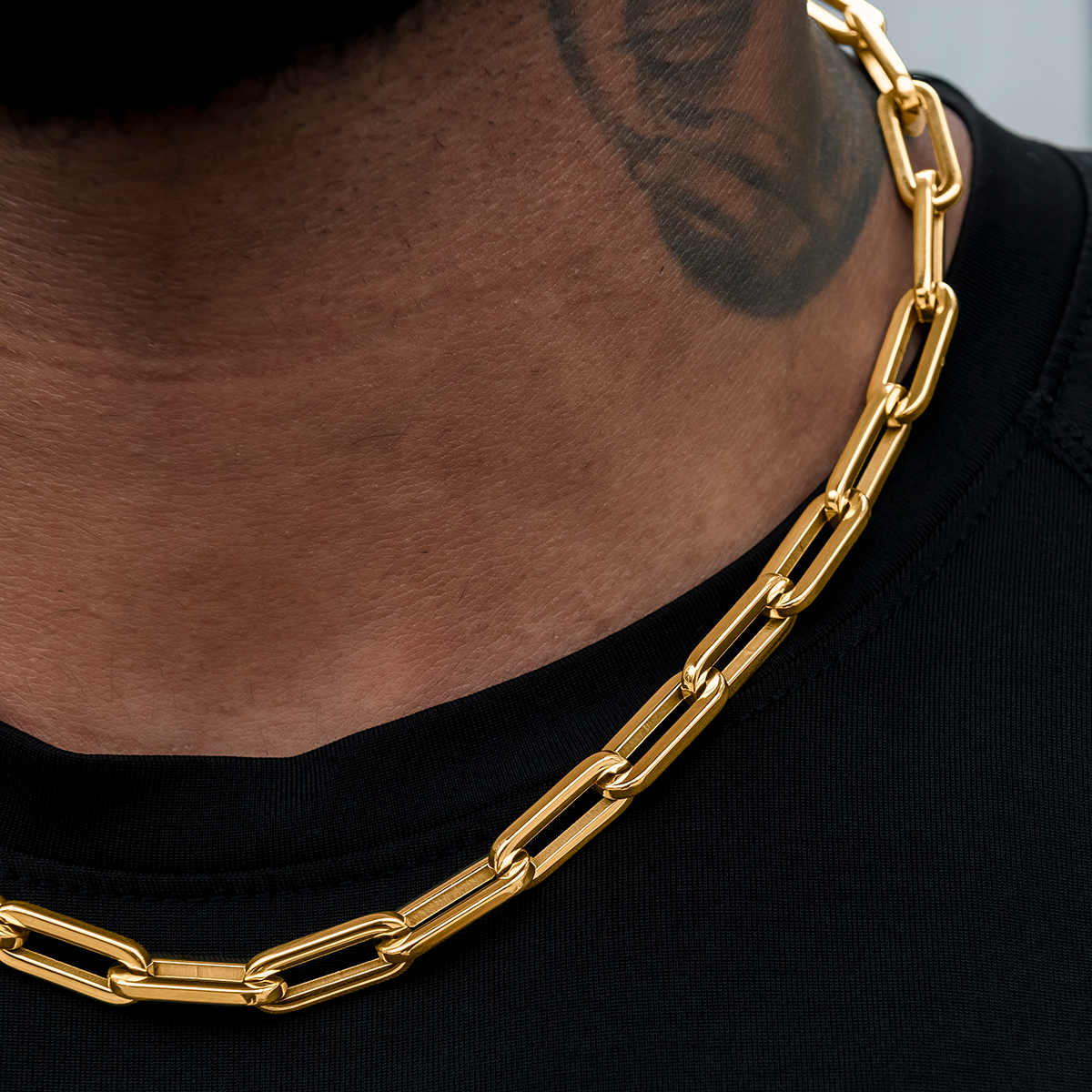 Paper Clip Chain in Yellow Gold- 8mm