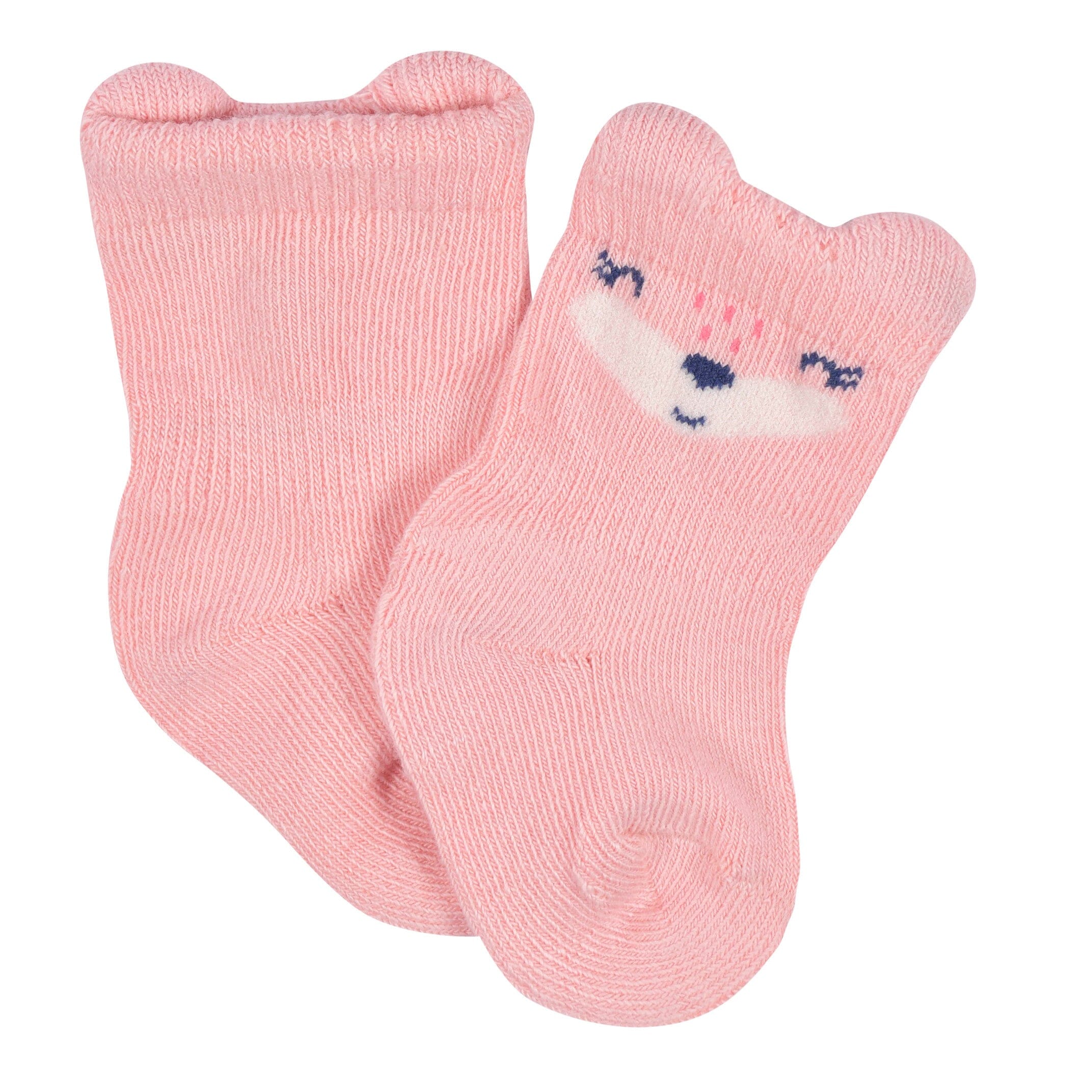 6-Pack Baby Girls Fox Wiggle Proof Socks