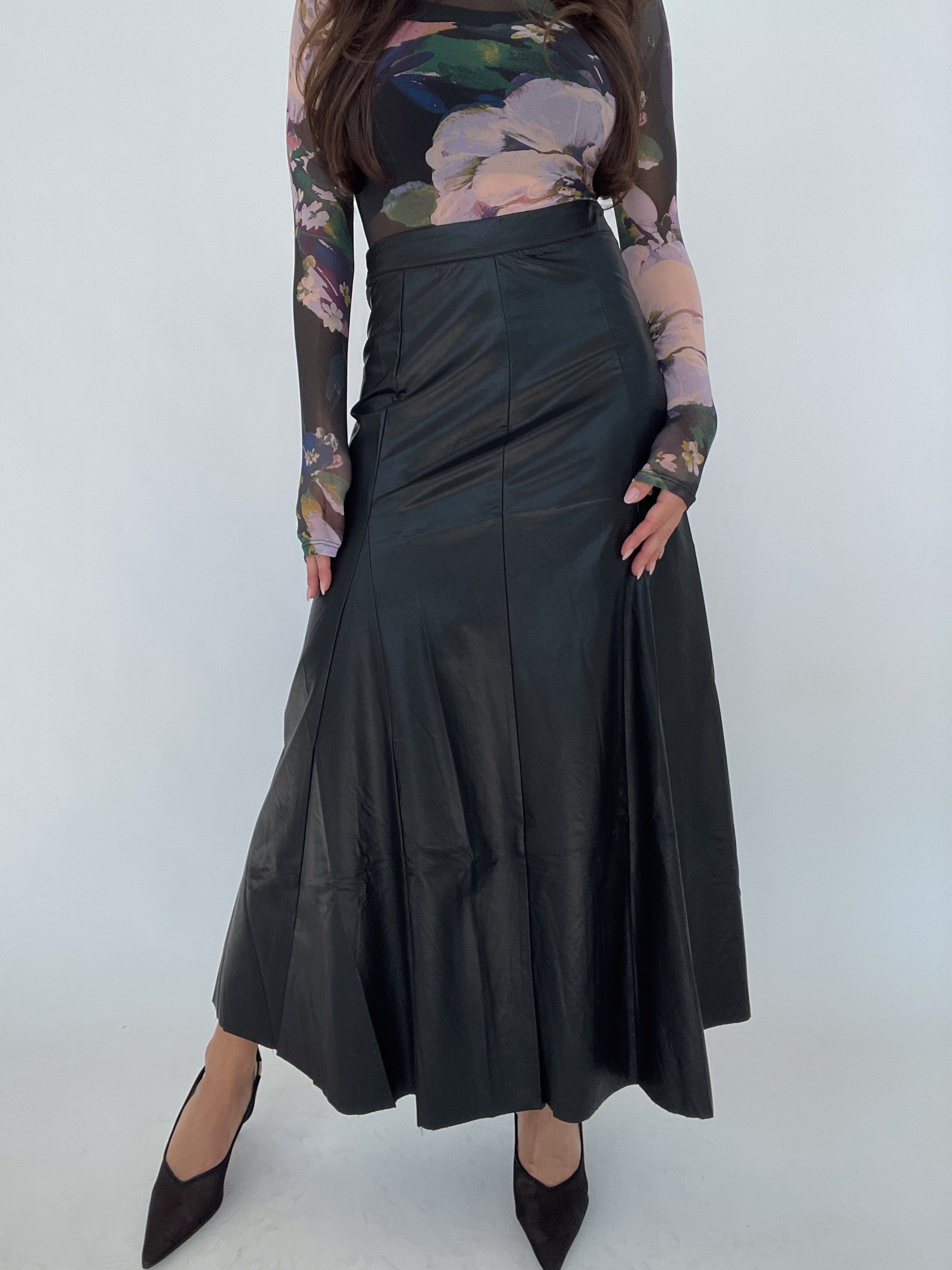 Faux Leather Maxi Skirt