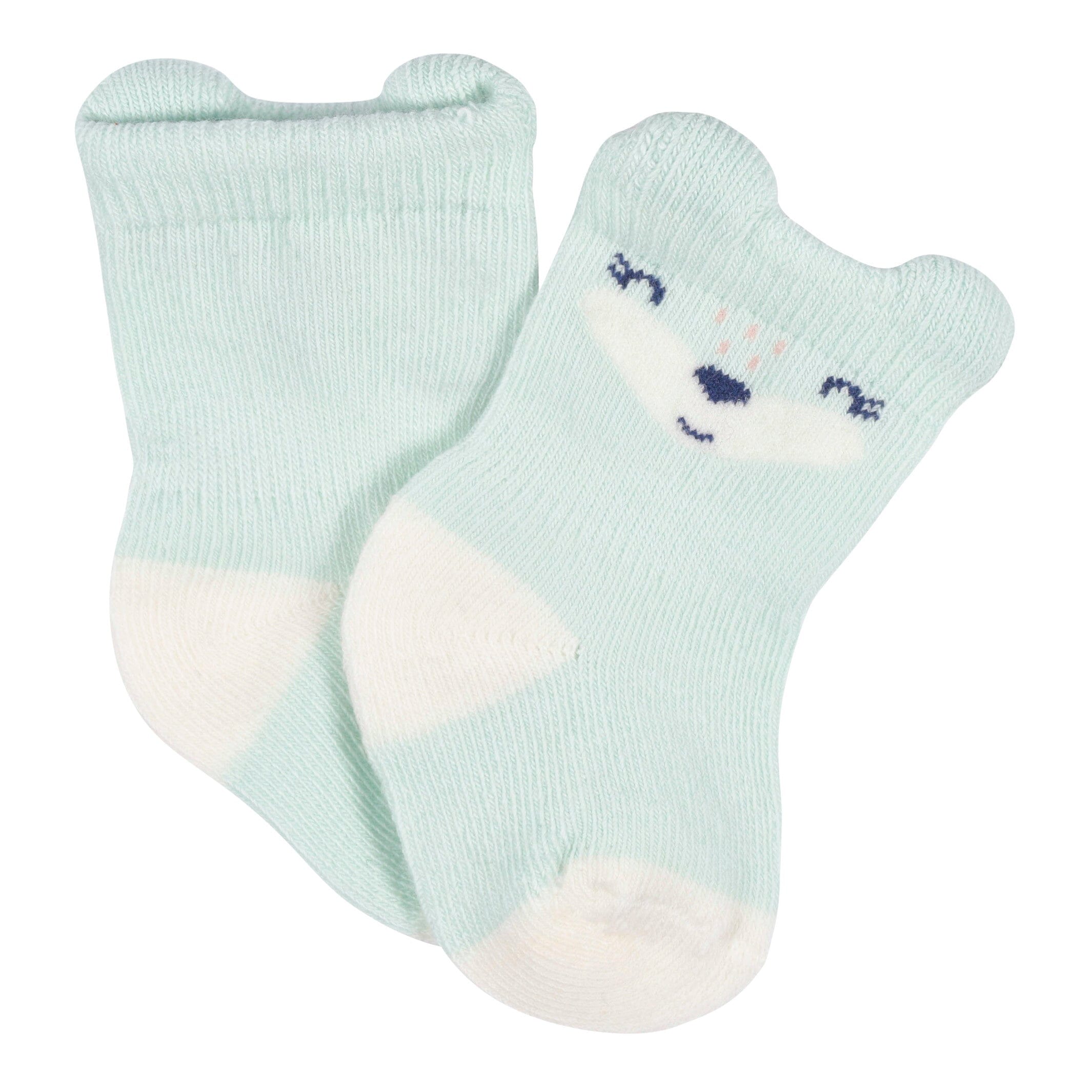 6-Pack Baby Girls Fox Wiggle Proof Socks