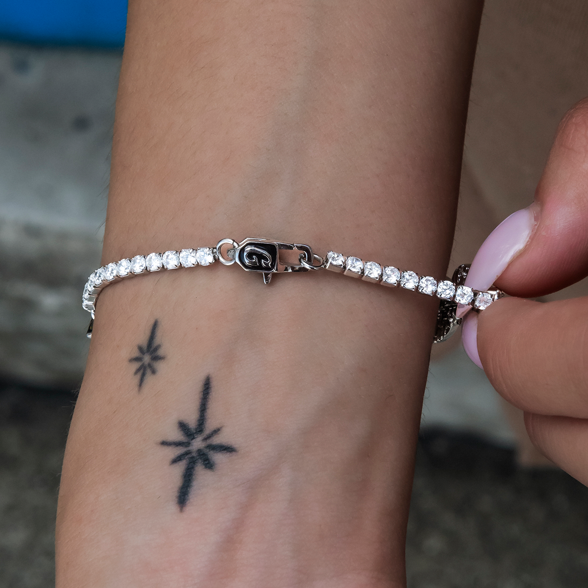 Micro Tennis Butterfly Bracelet in White Gold