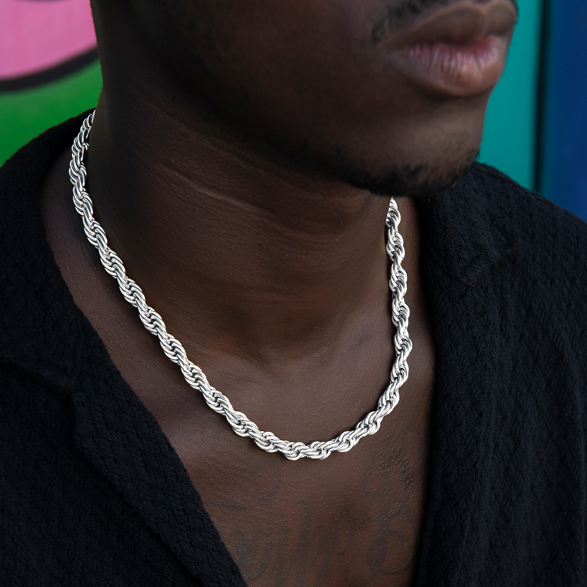 Rope Chain in White Gold- 8mm