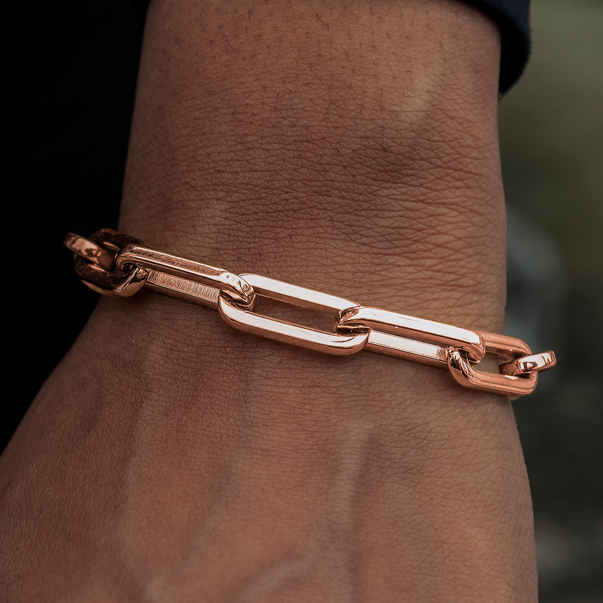 Paper Clip Bracelet in Rose Gold- 8mm