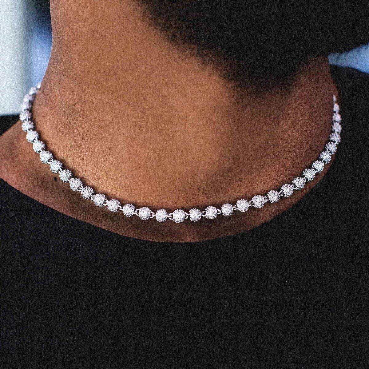 Iced Ball Chain in White Gold - 4mm