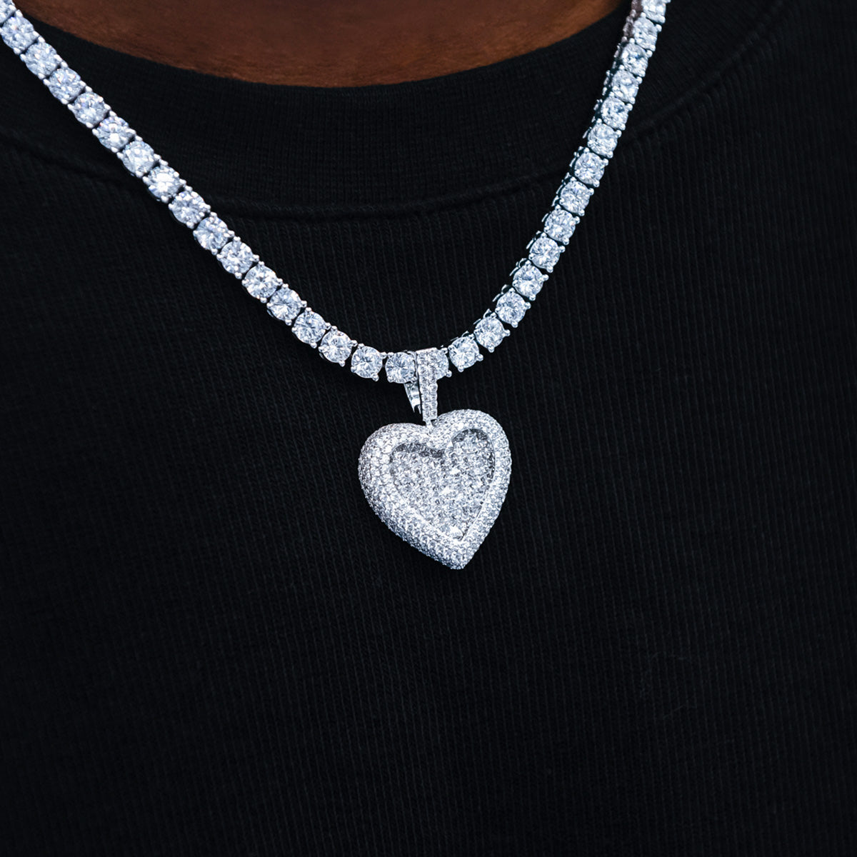 Diamond Baguette Heart Pendant