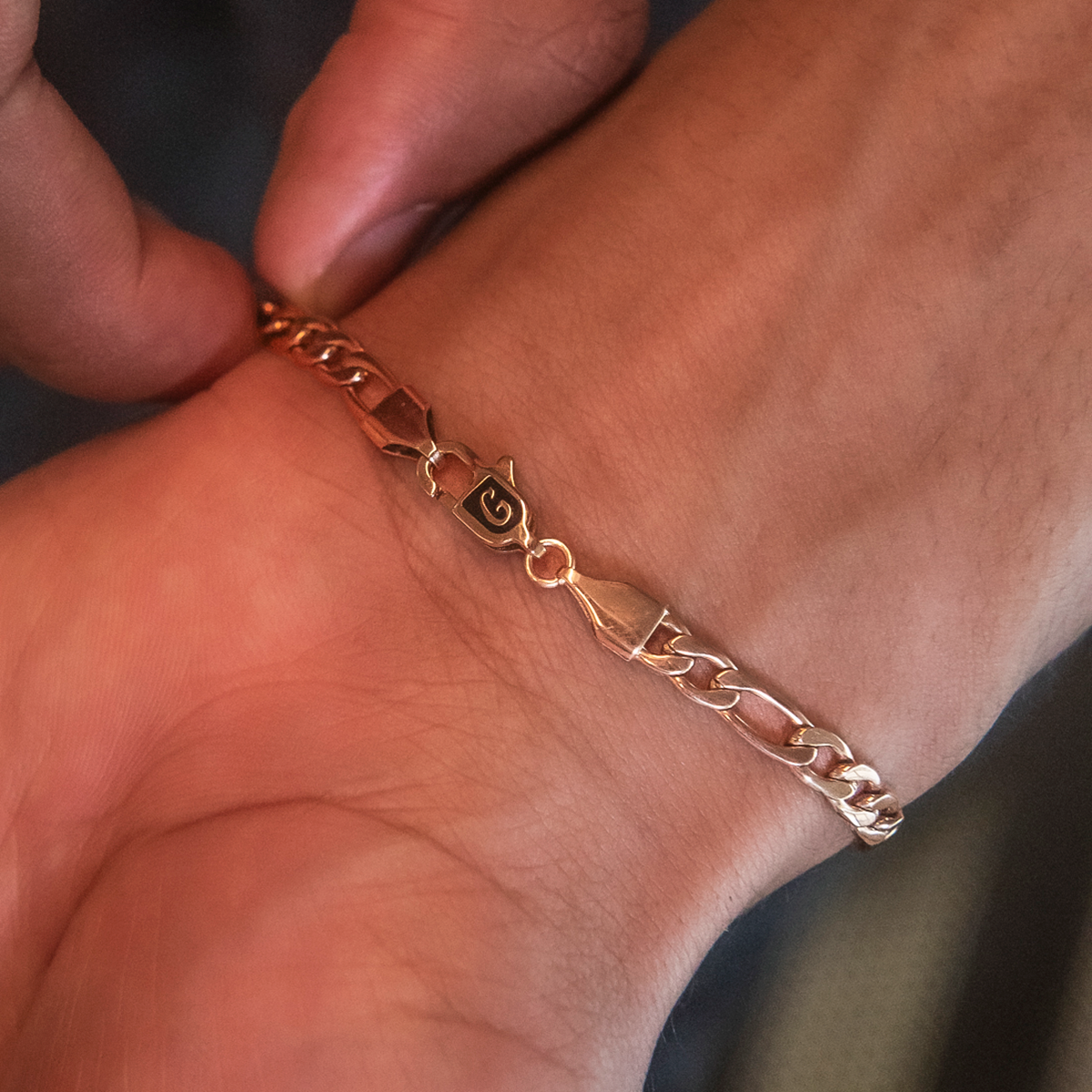 Figaro Bracelet in Rose Gold- 4mm