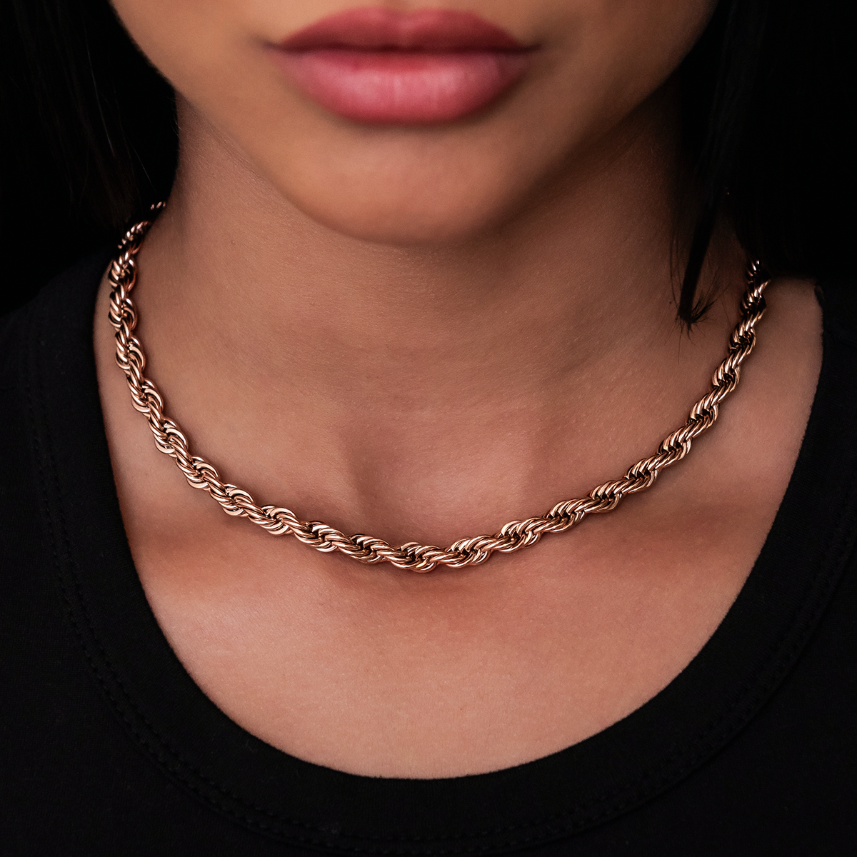 Rope Necklace in Rose Gold- 6mm