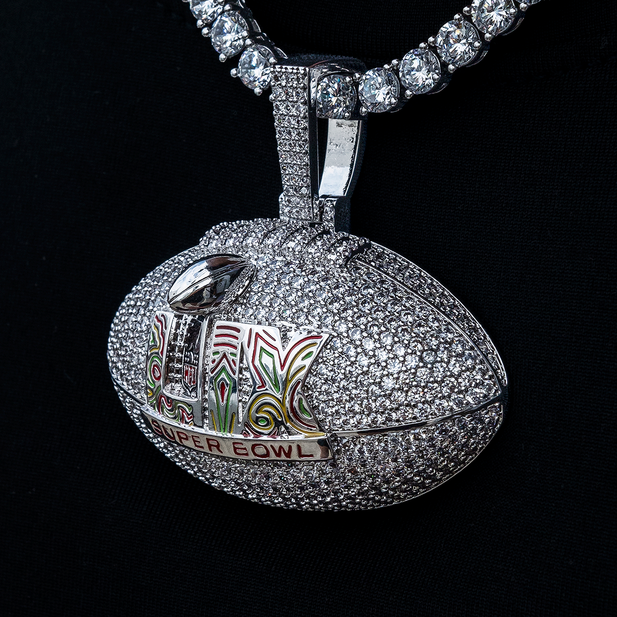 Super Bowl LIX Official NFL Football Pendant in White Gold