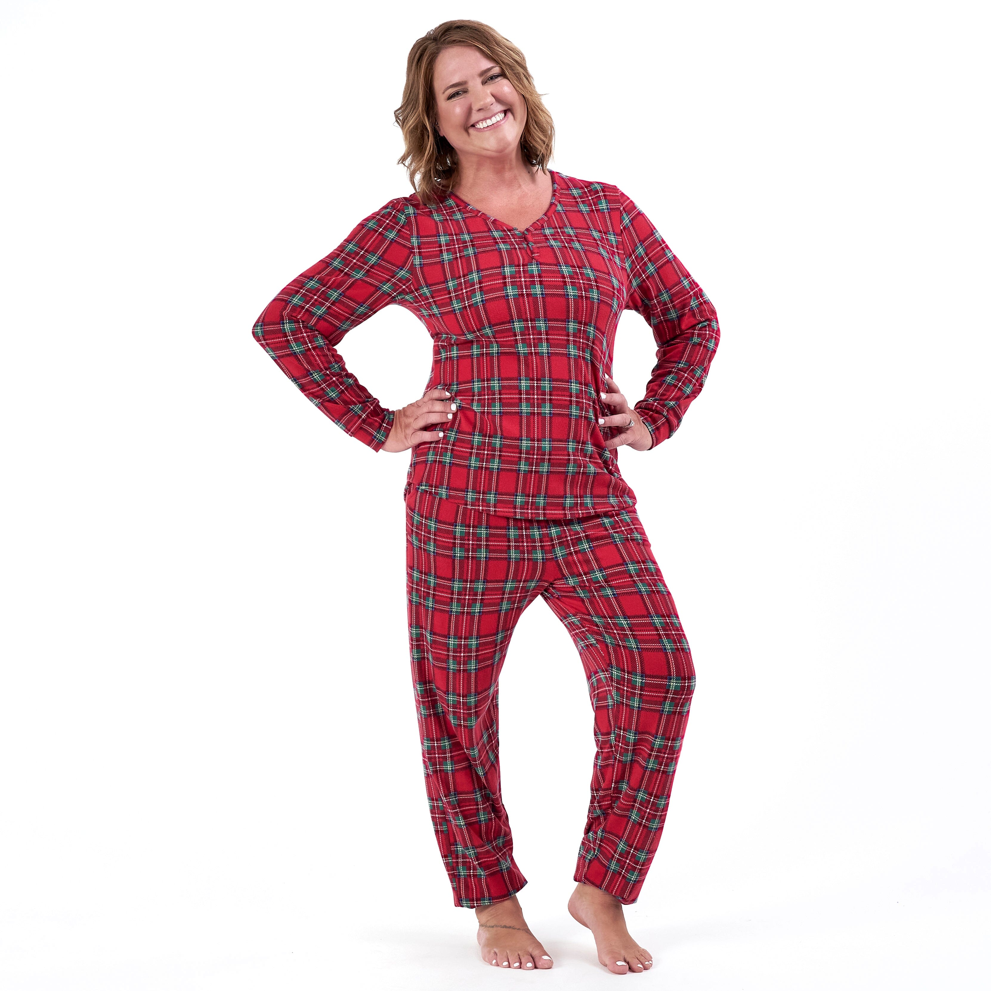 2-Piece Women's Stewart Plaid Hacci Pajama Set