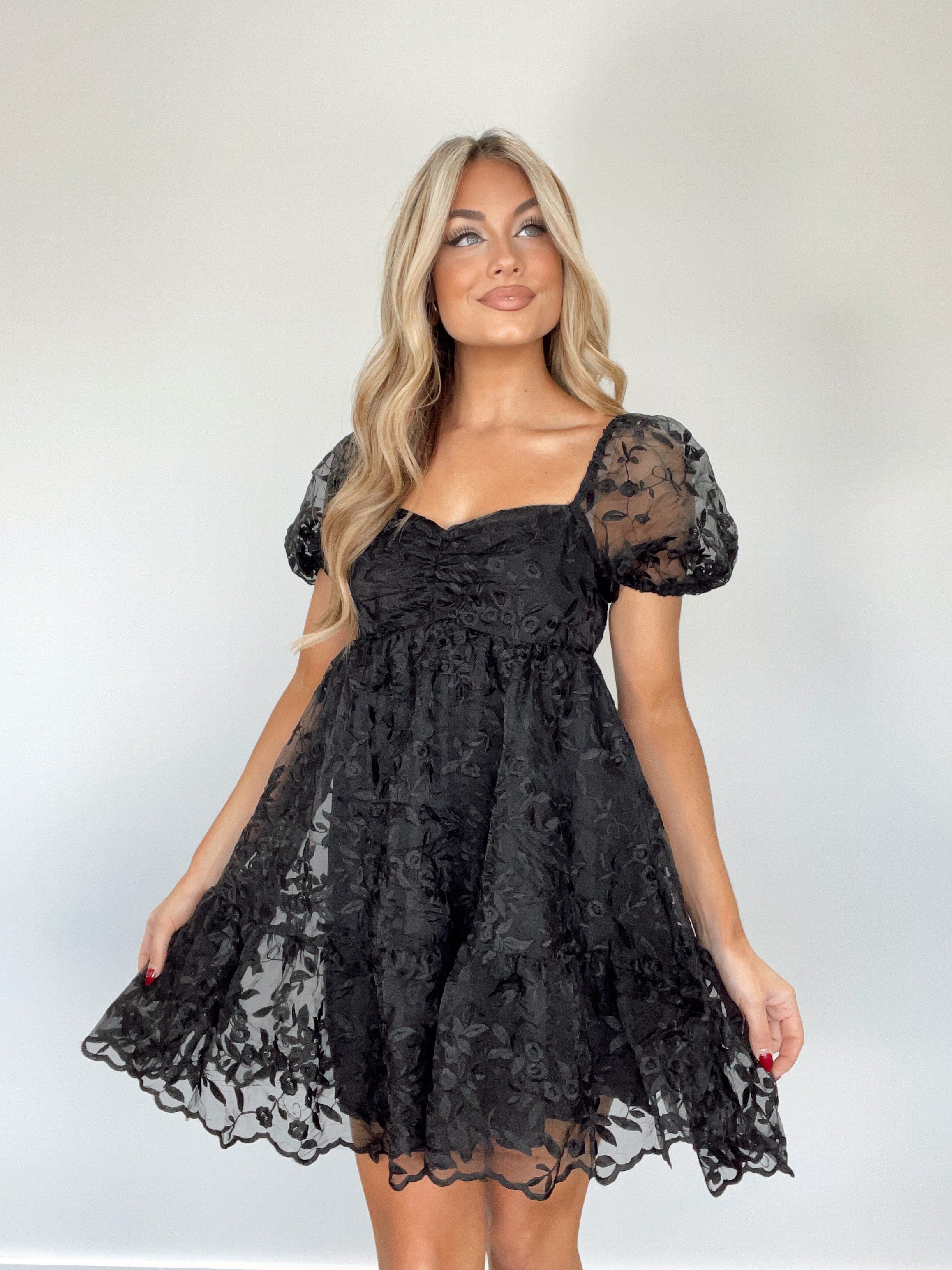 Black Lace Babydoll Dress