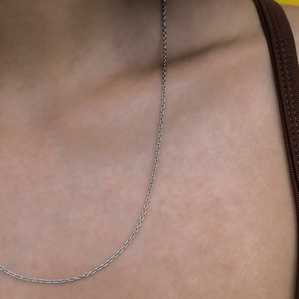 Cable Chain Necklace in White Gold