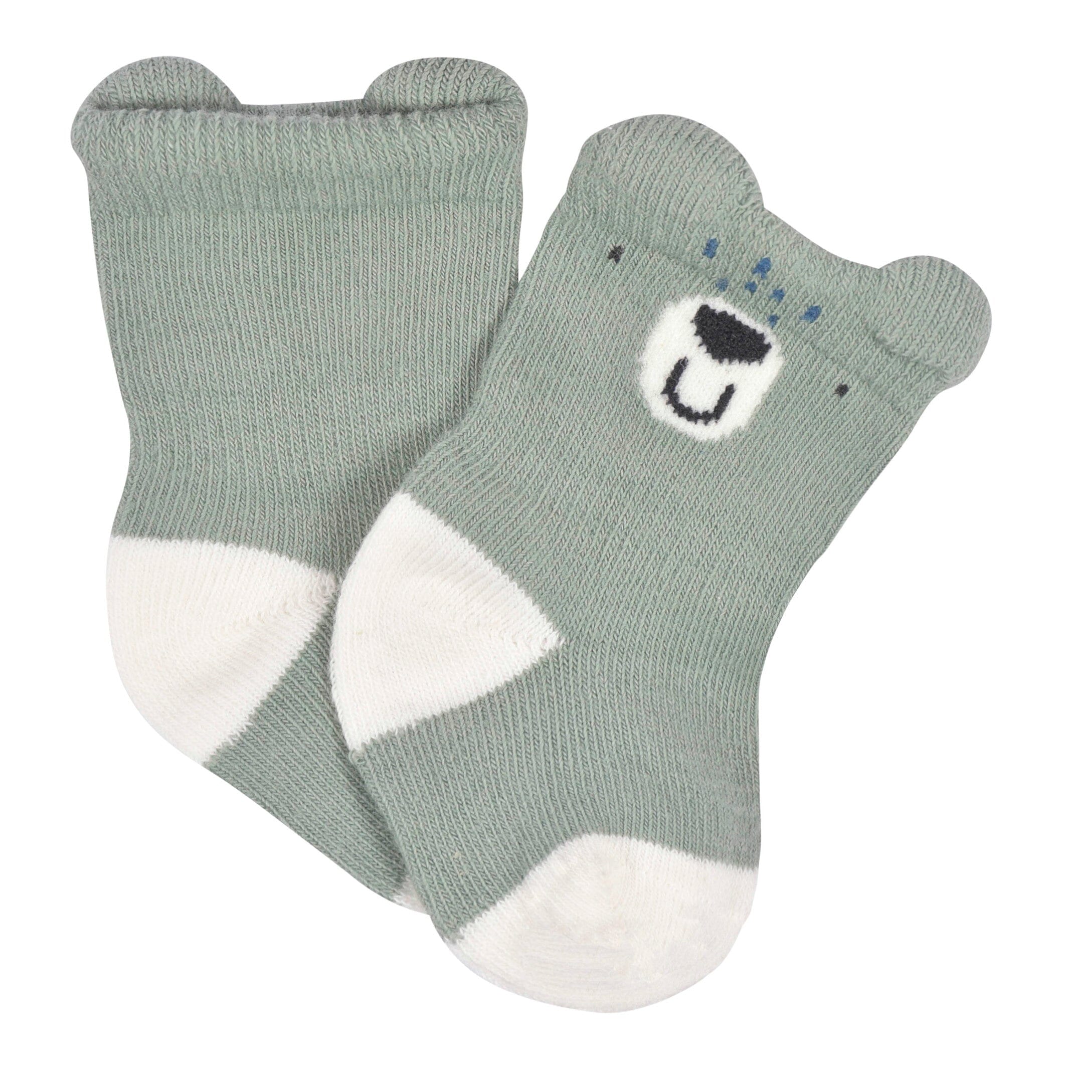 6-Pack Baby Boys Bear Wiggle Proof Socks