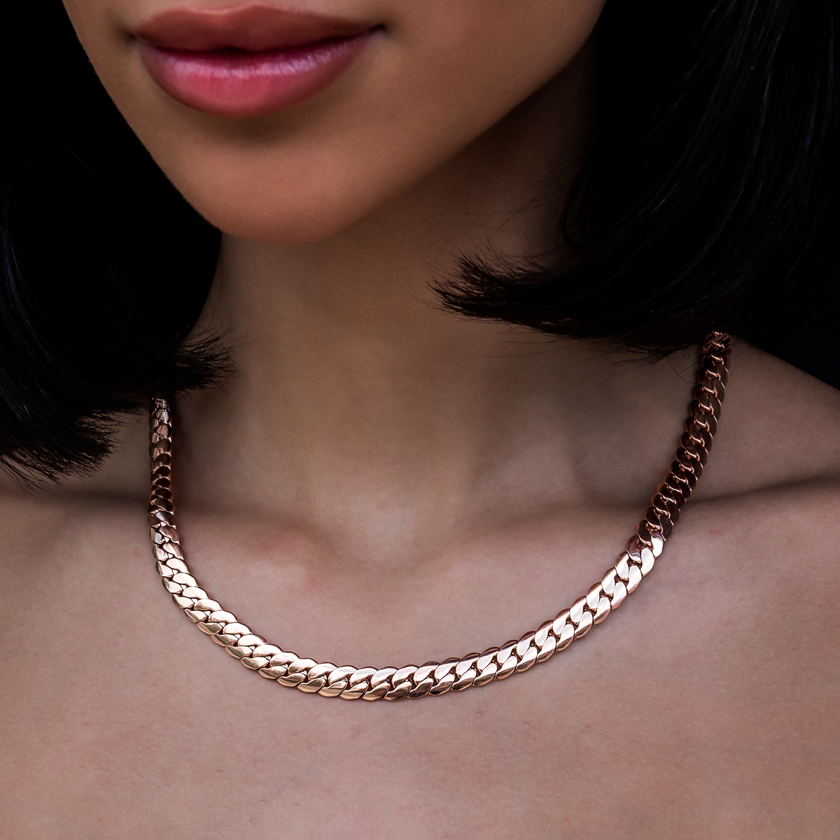 South Beach Cuban Necklace in Rose Gold- 8mm