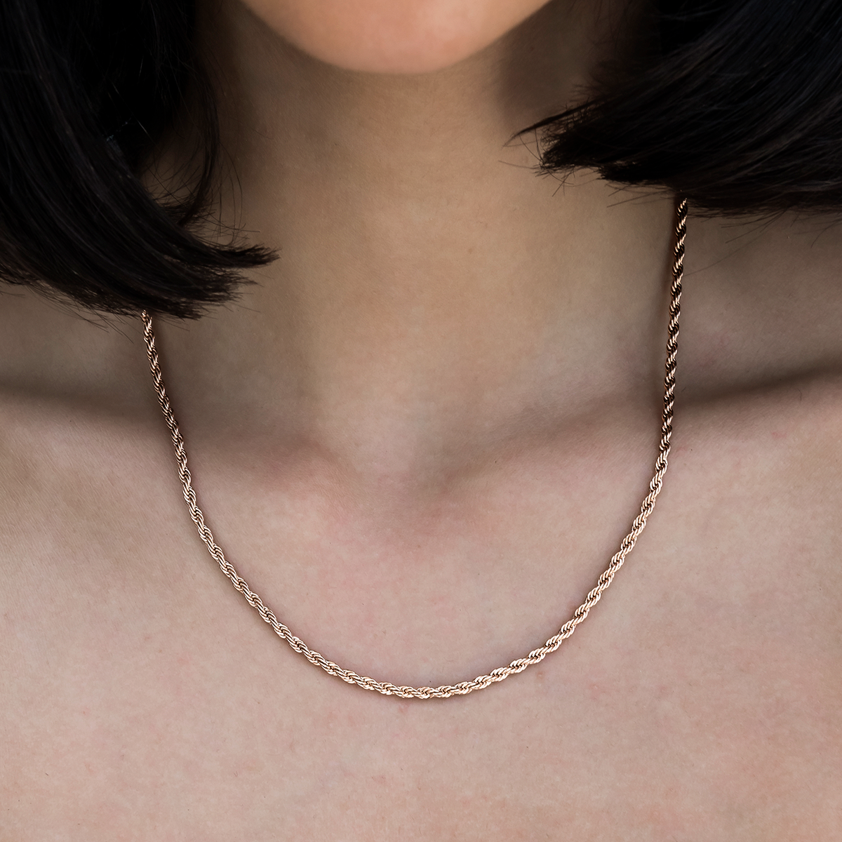 Rope Necklace in Rose Gold- 2mm