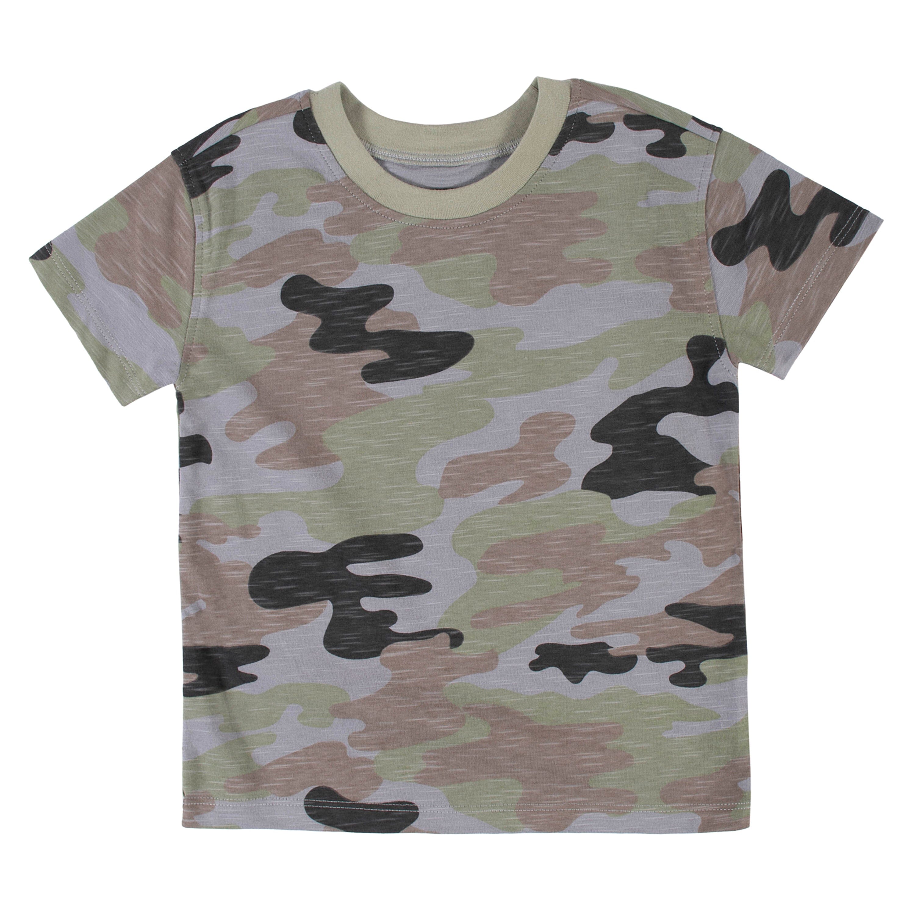 3-Pack Infant & Toddler Boys Camo & Gray Short Sleeve Tees