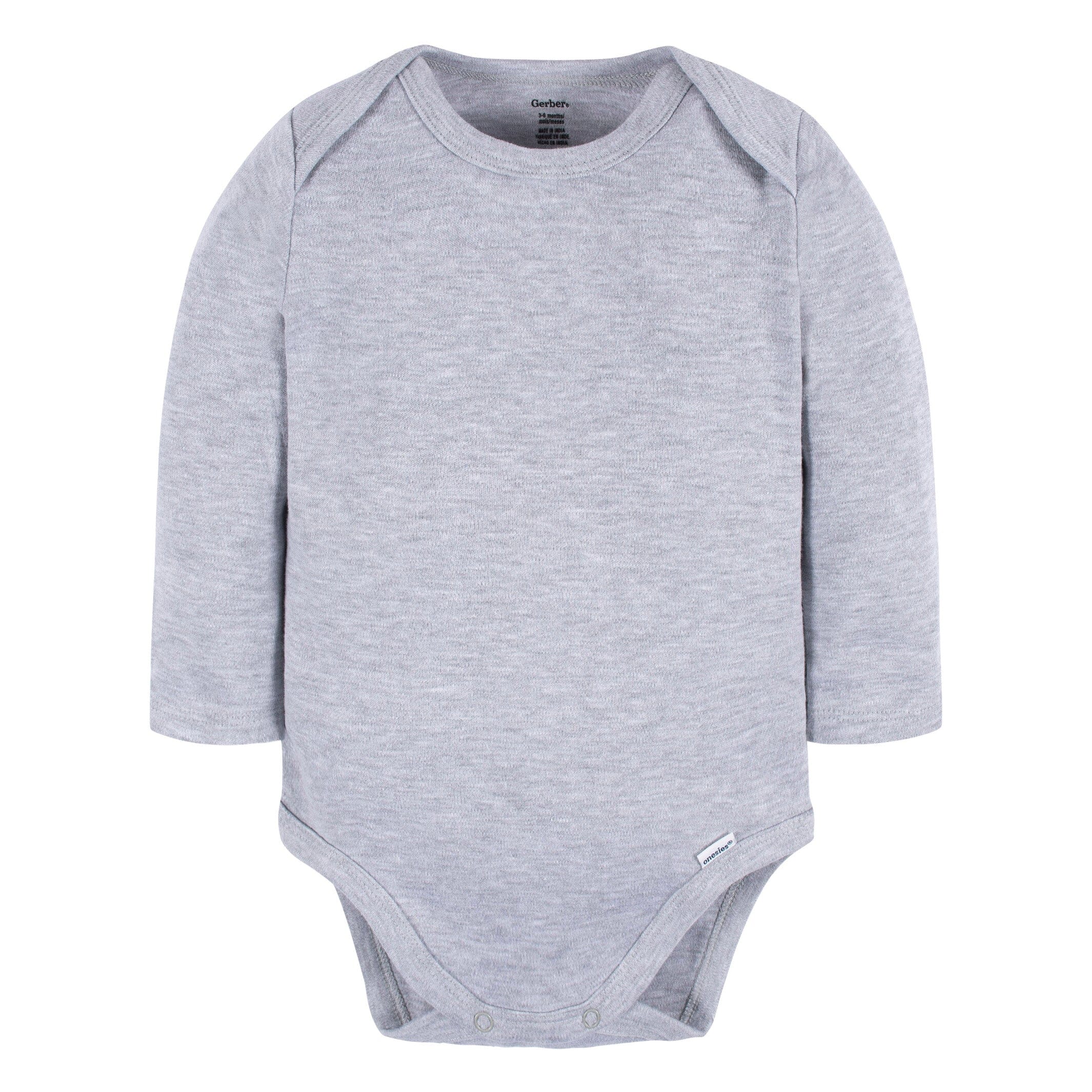 5-Pack Baby Heather Gray Premium Long Sleeve Onesies Bodysuits