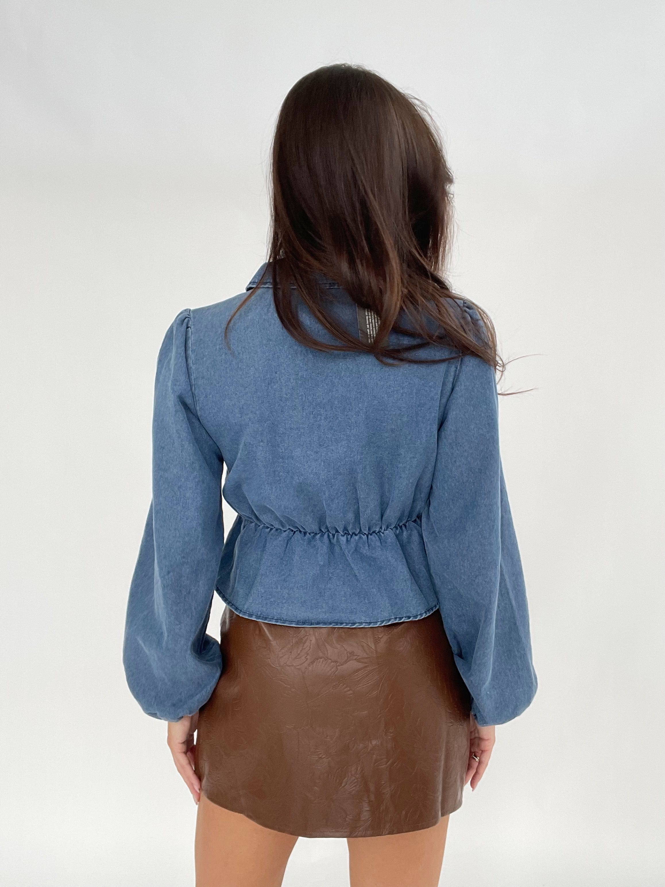 Denim Drop Waist Tie Top