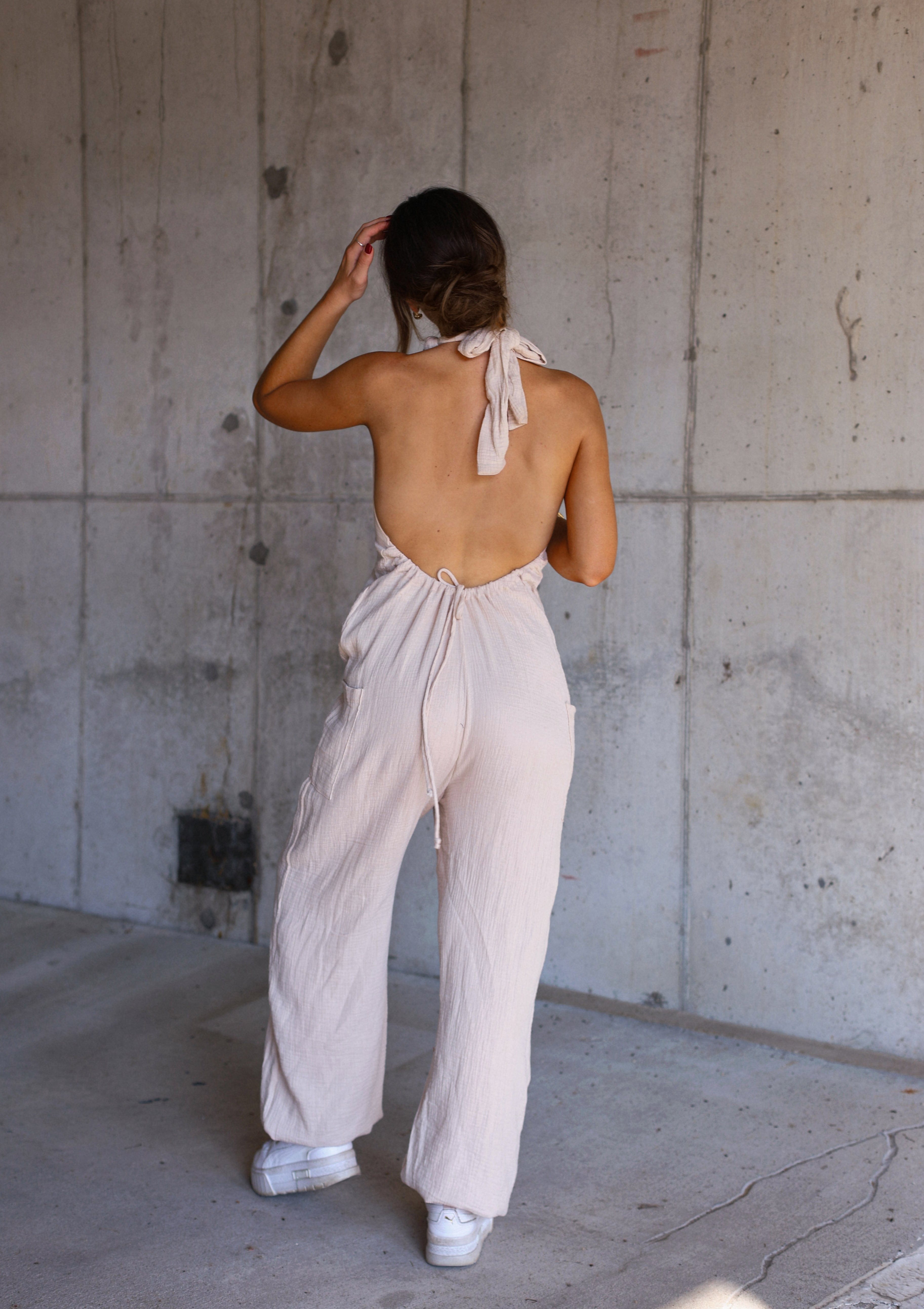 Gauze Halter Jumpsuit