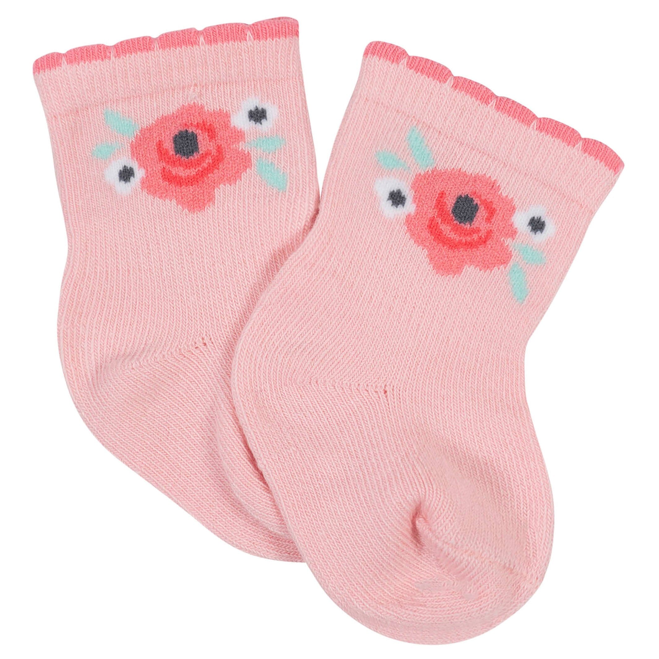 12-Pack Baby Girls Love, Floral, & Fairy Tale Wiggle-Proof Socks