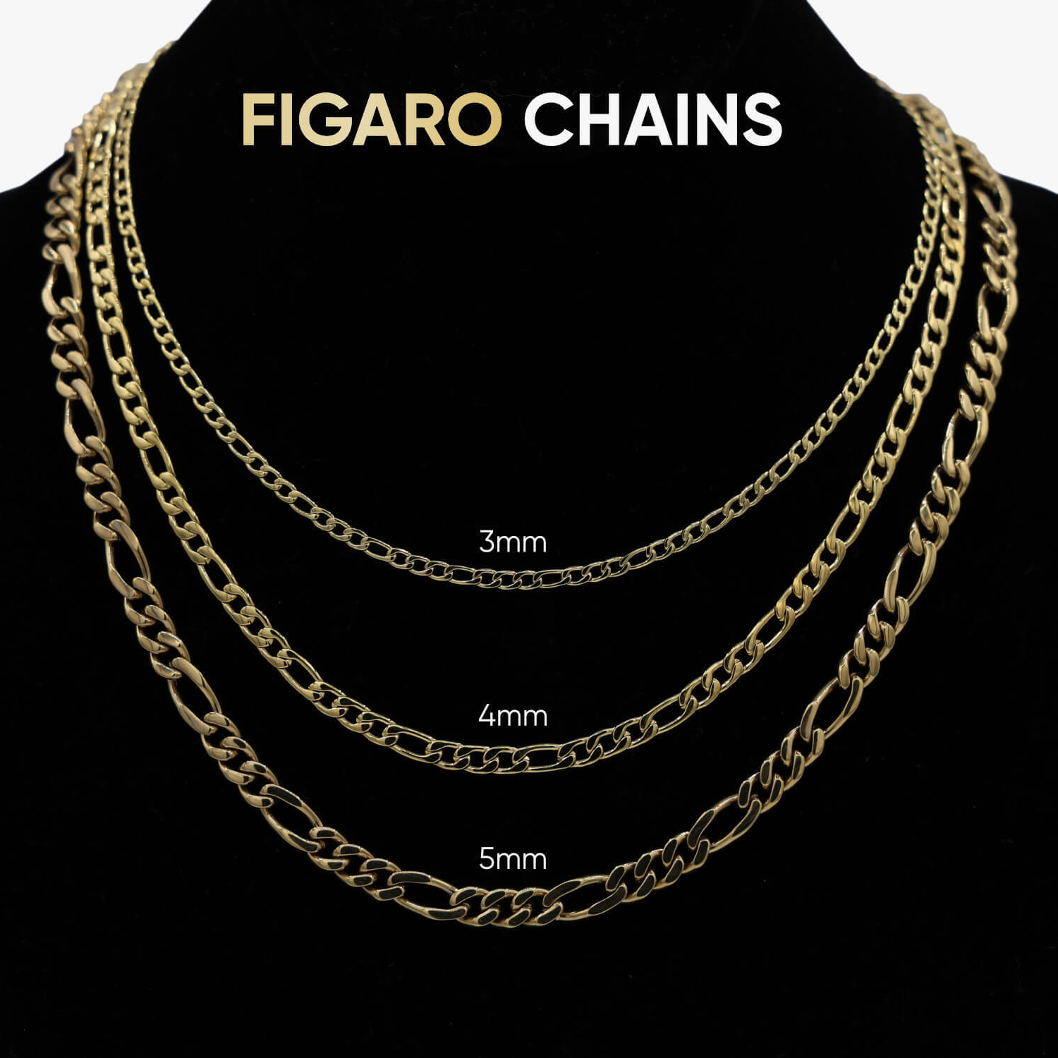 Figaro Link Necklace in Rose Gold- 4mm