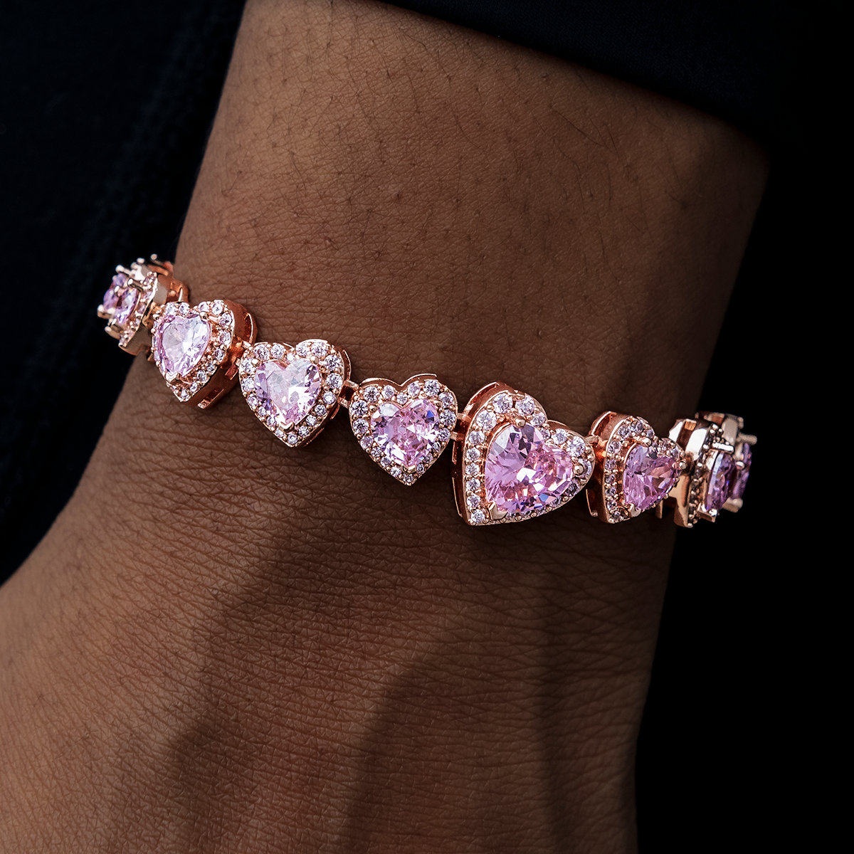 Diamond Heart Cluster Bracelet in Rose Gold