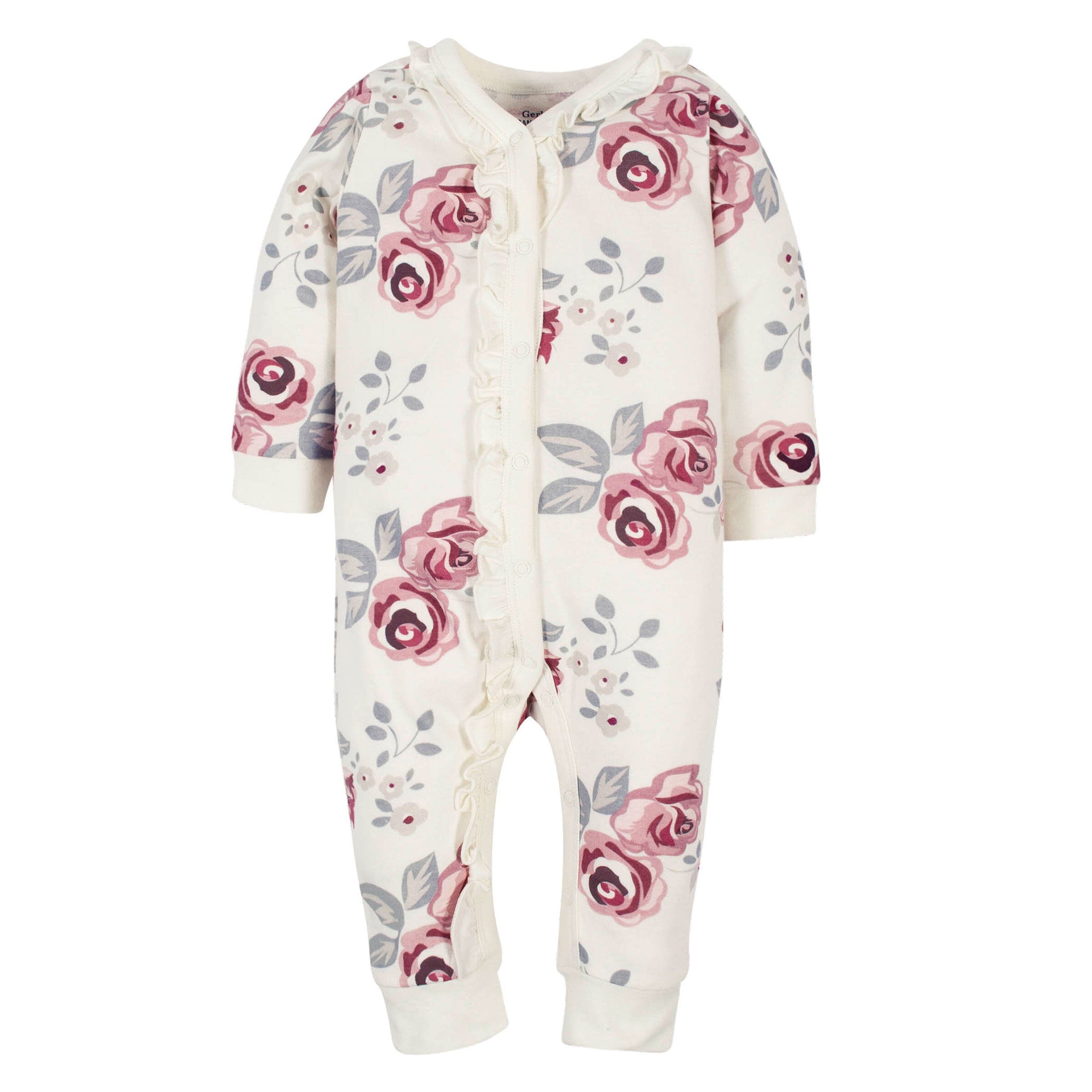 2-Pack Baby Girls Roses & Stripe Coveralls