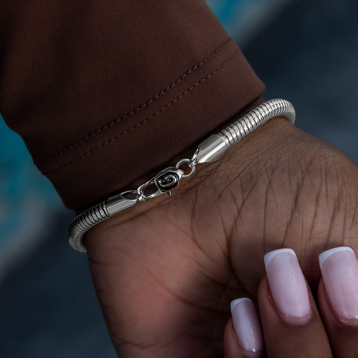 Snake Chain Bracelet in White Gold- 4mm