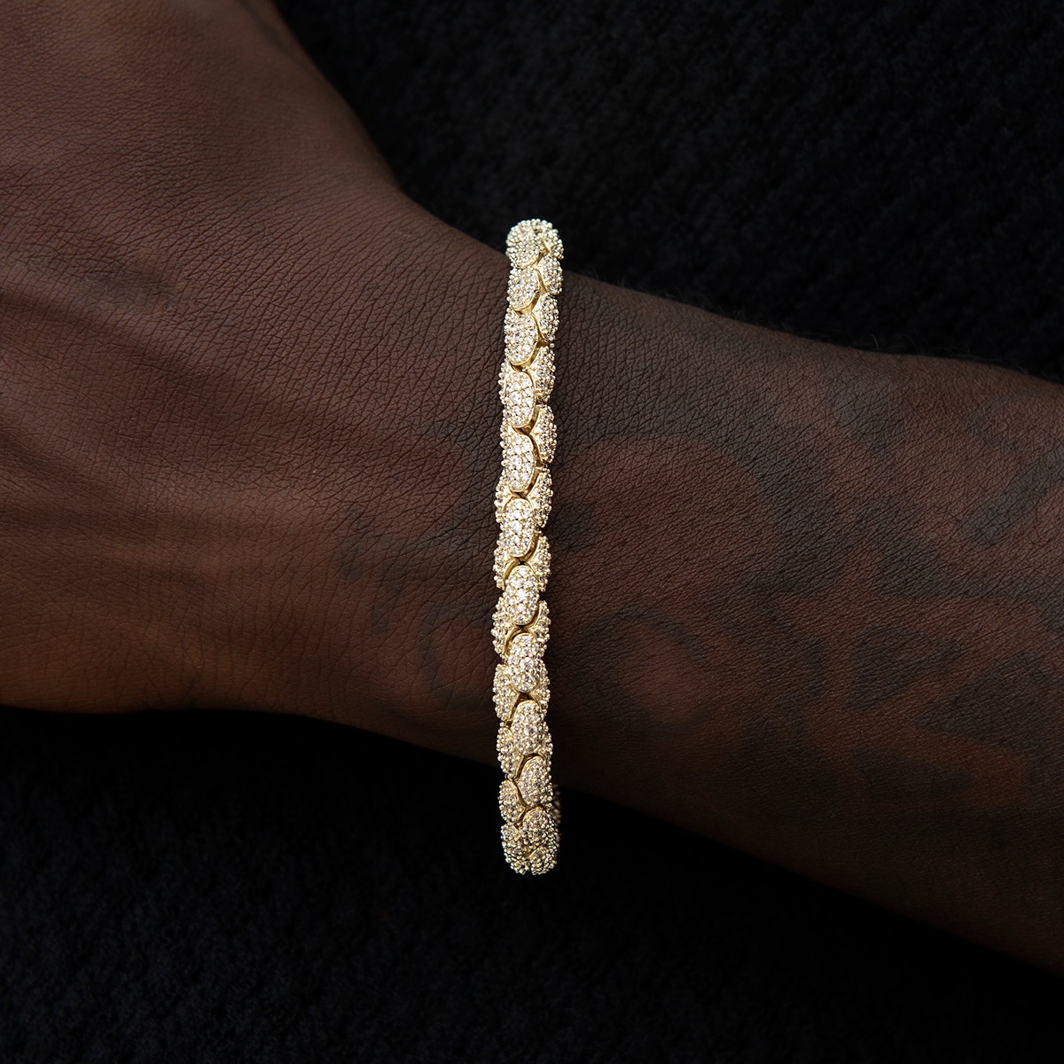 Diamond Pave Reptile Bracelet in Yellow Gold-6mm