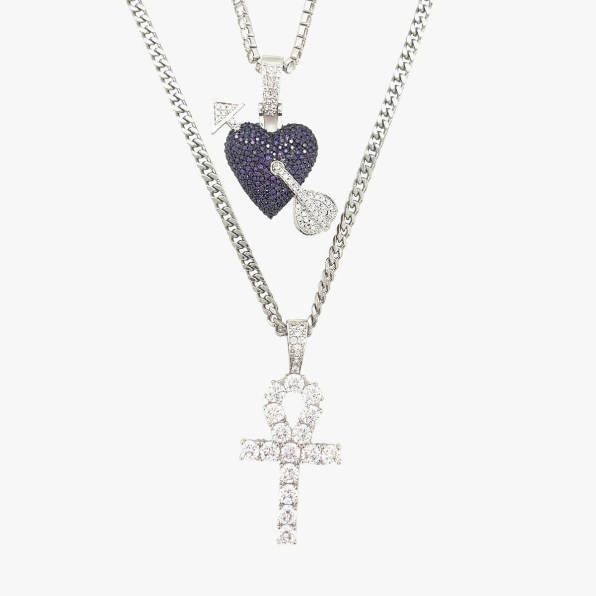 Heart and Cross Set in White Gold