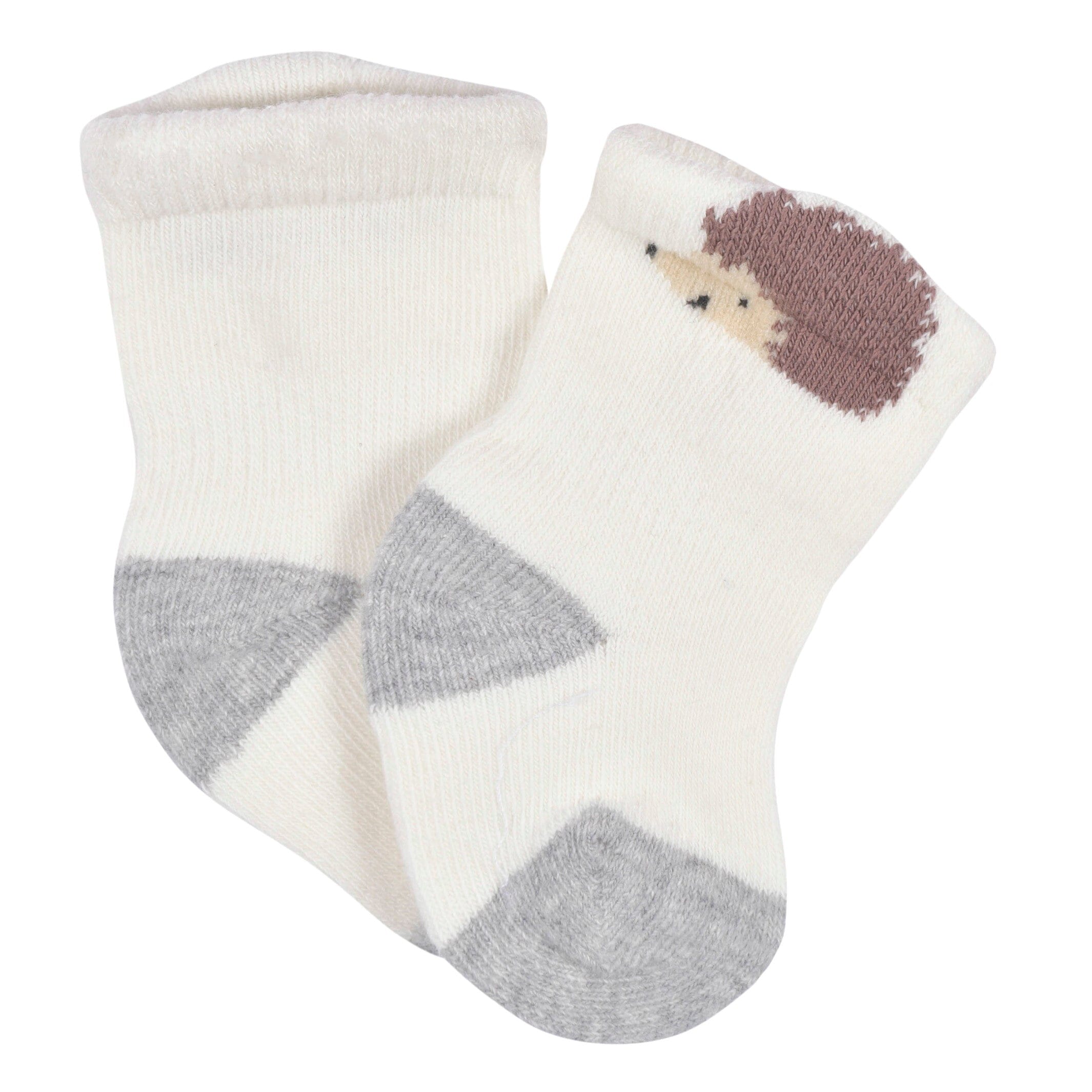 6-Pack Baby Boys Hedgehog Wiggle Proof Socks