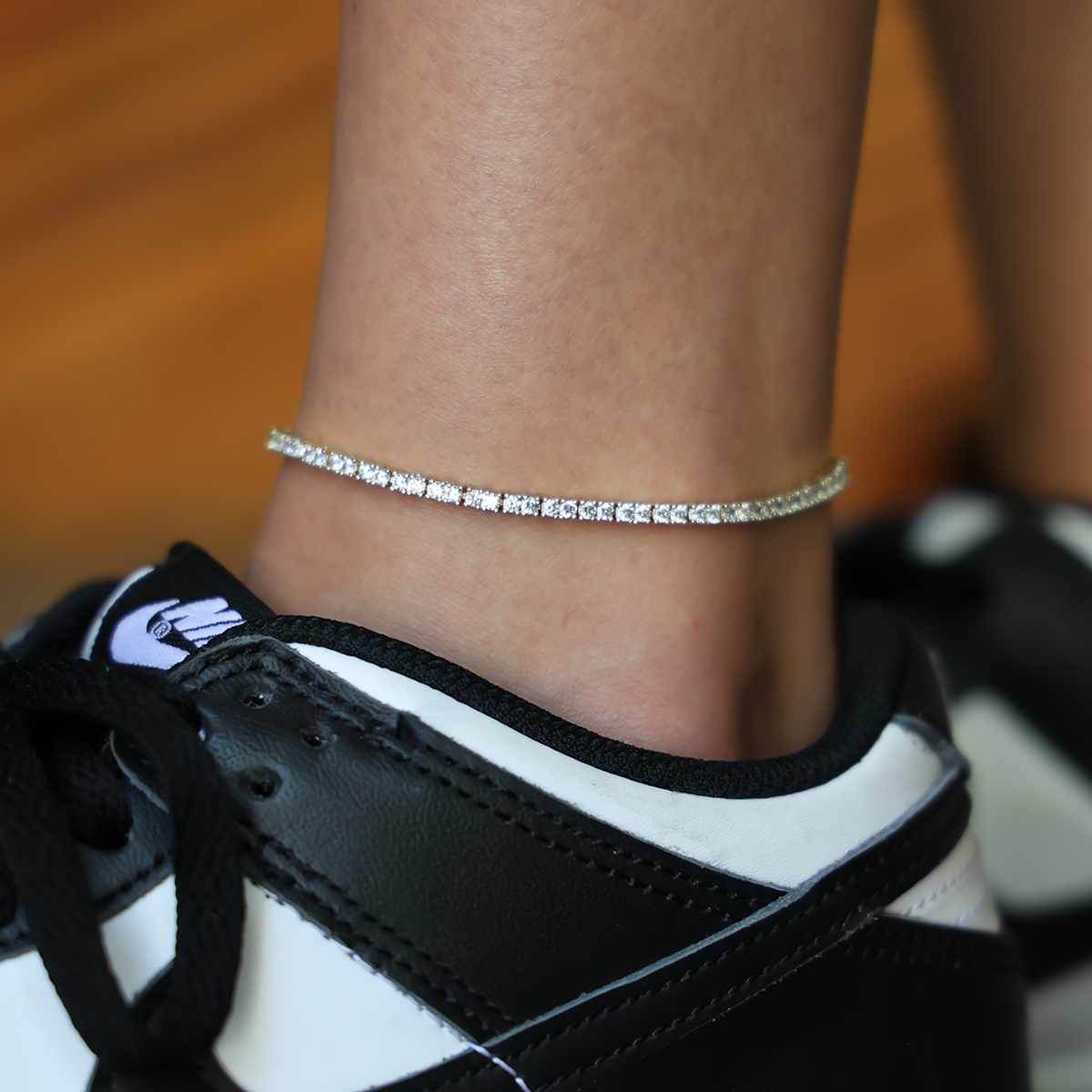 Diamond Tennis Anklet in Yellow Gold- 2mm