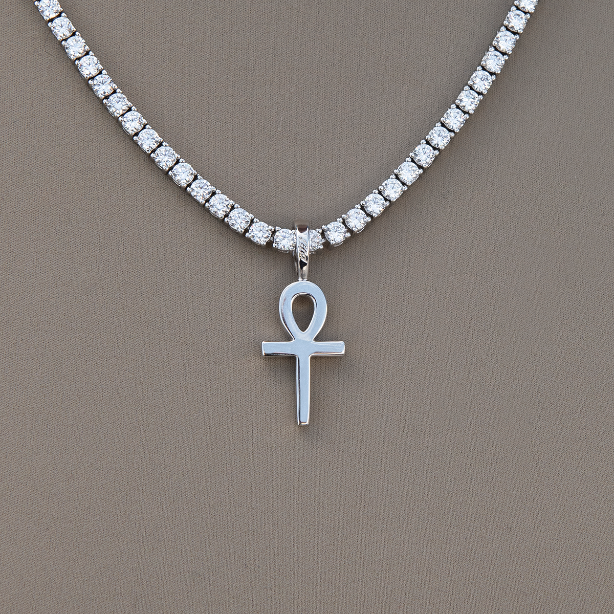 Micro Simple Ankh Cross in White Gold