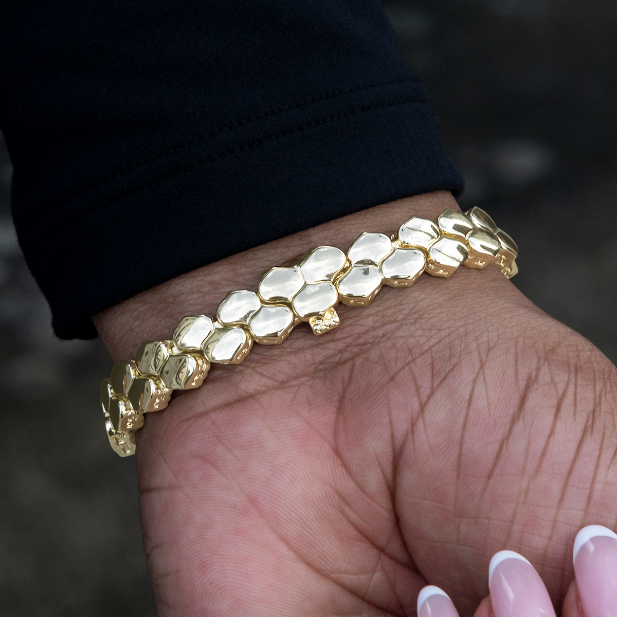 Flat Reptile Bracelet in Yellow Gold-4mm