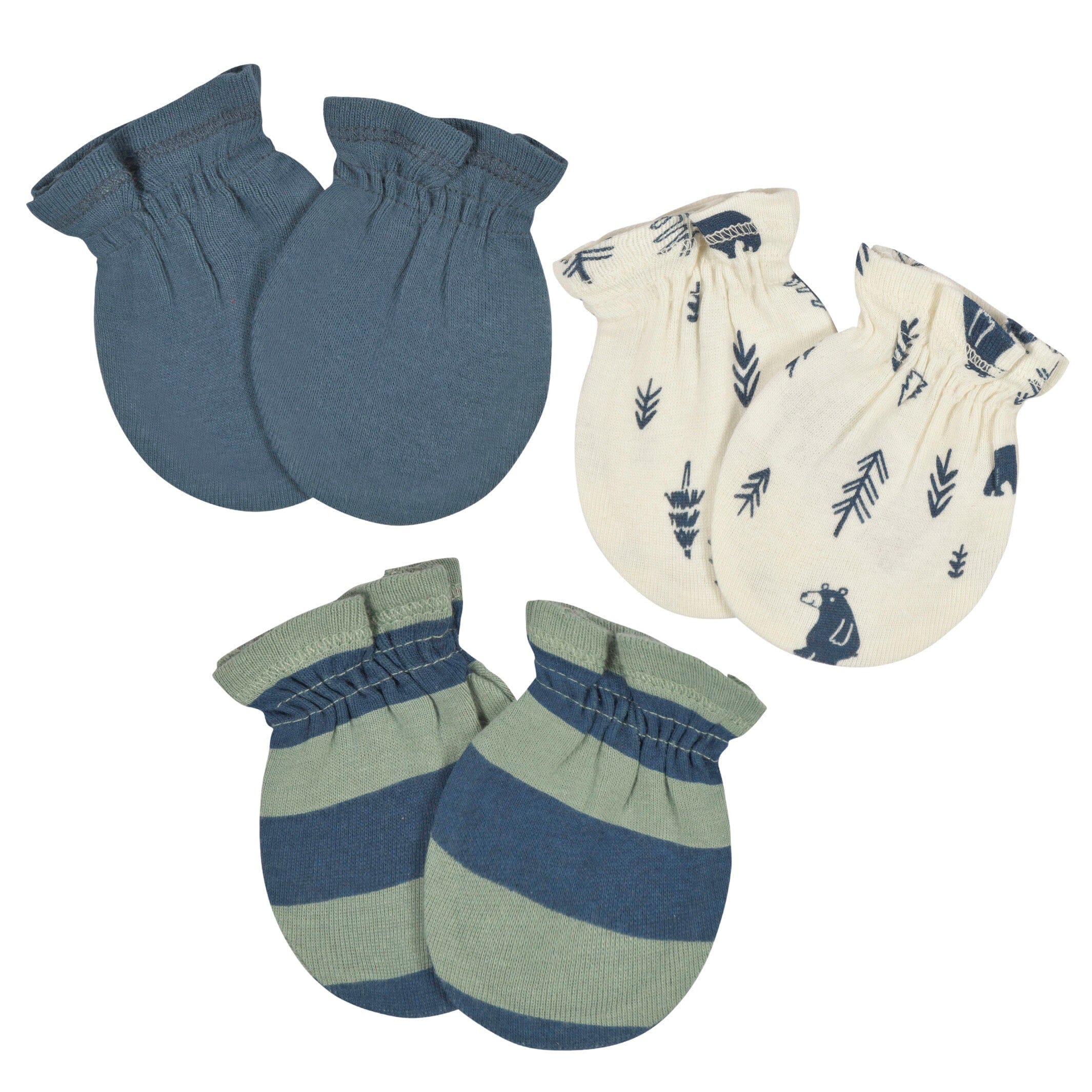 3-Pack Baby Boys Bear No Scratch Mittens