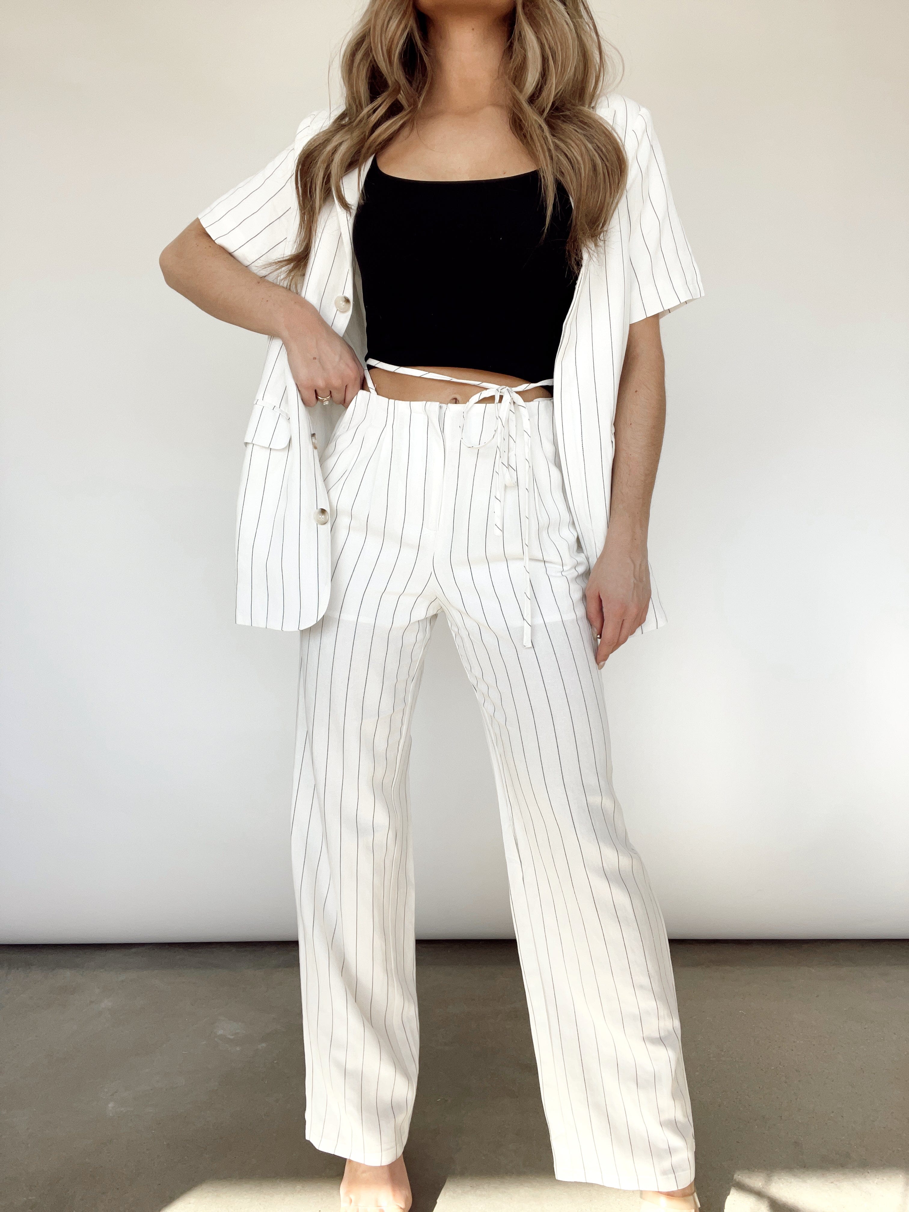 Spring Chic Striped Linen Pants