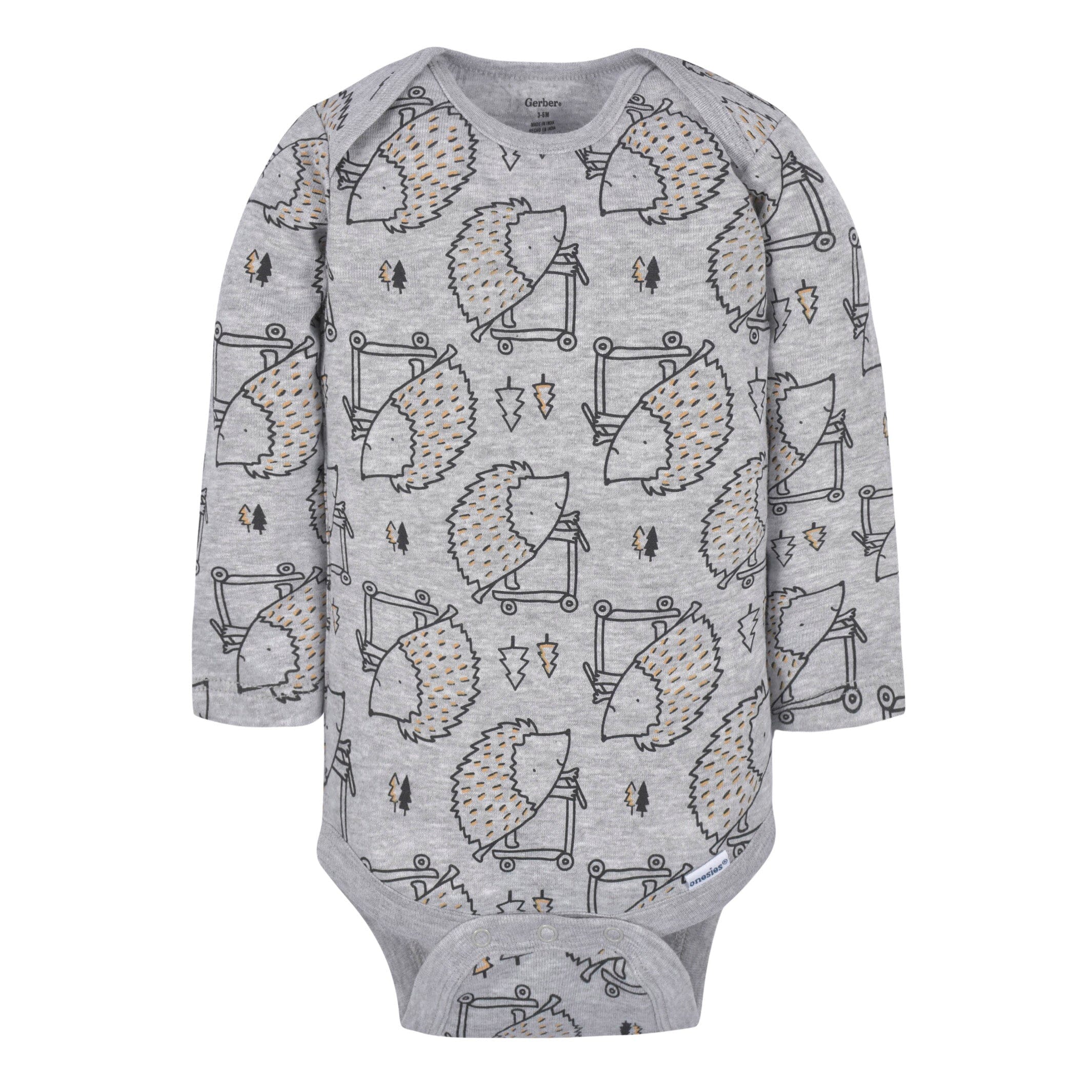 3-Pack Baby Boys Hedgehog Long Sleeve Onesies Bodysuits