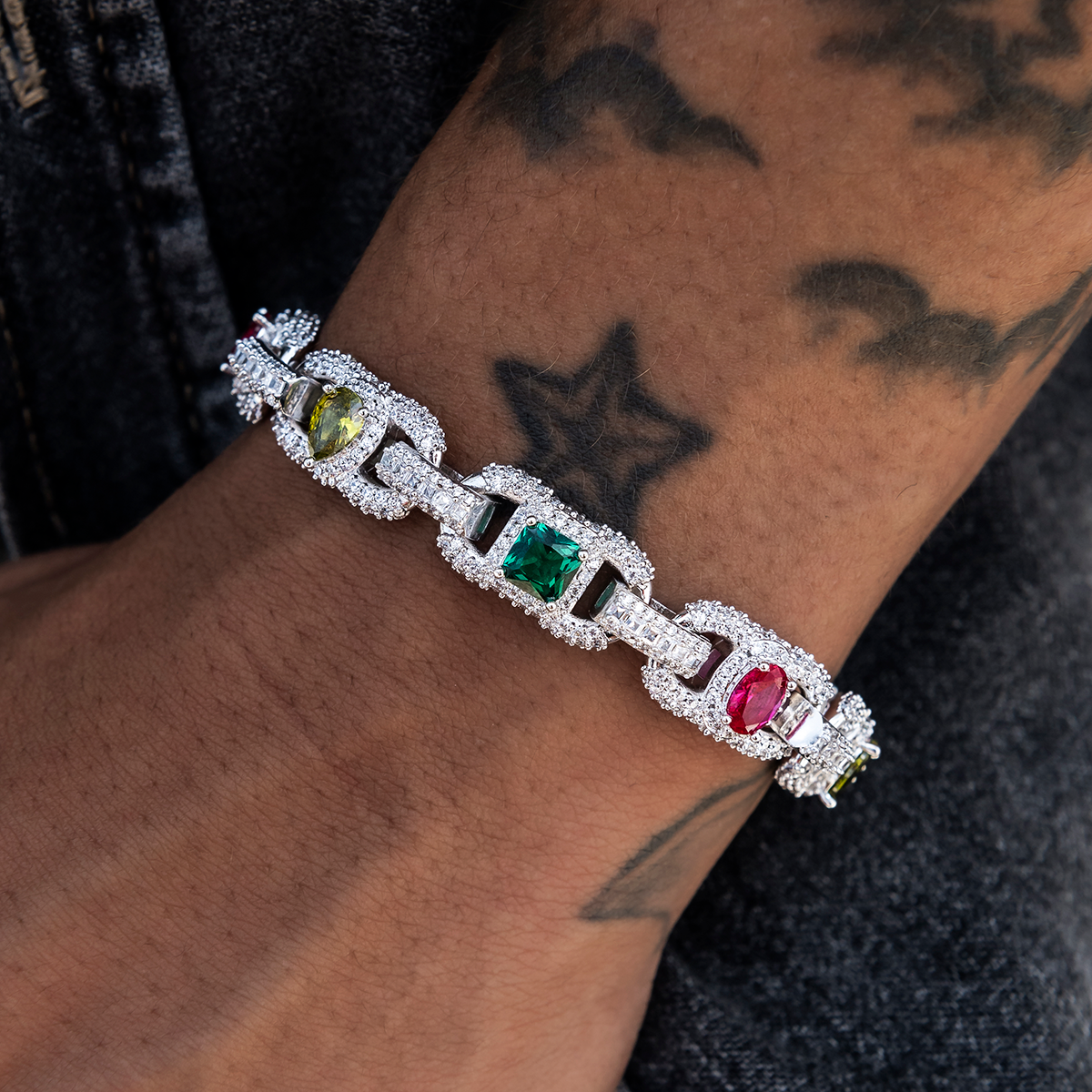 Diamond Multicolor Cluster Mariner Bracelet