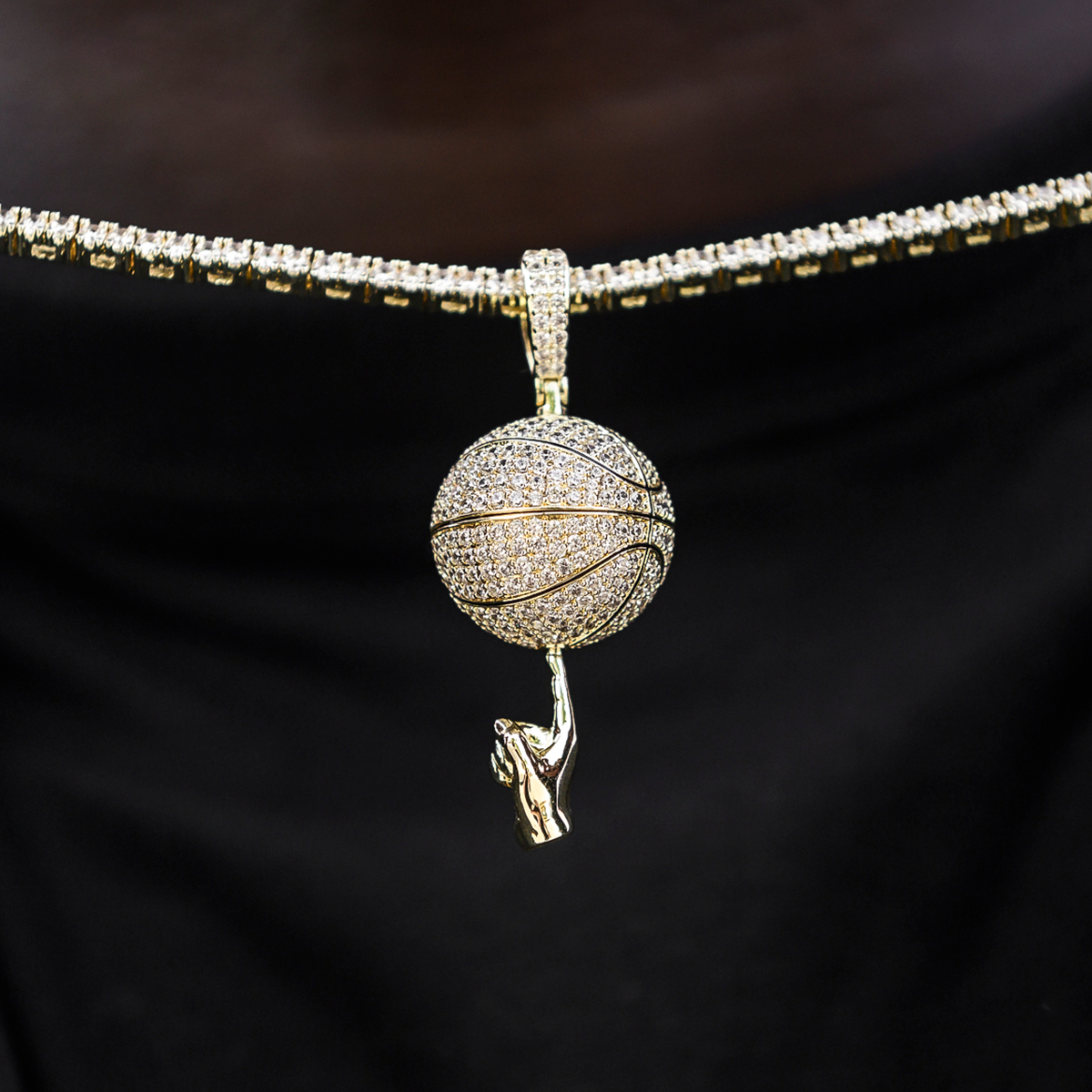 Iced Basketball Pendant