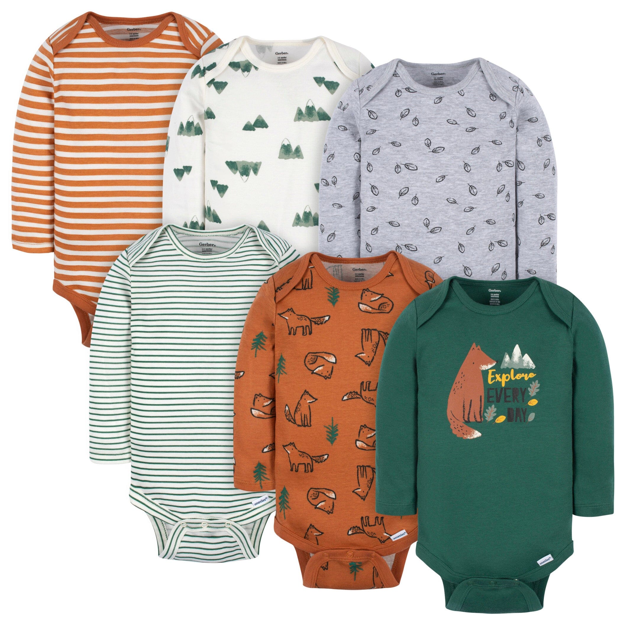 6-Pack Baby Boys Fox Onesies Bodysuits