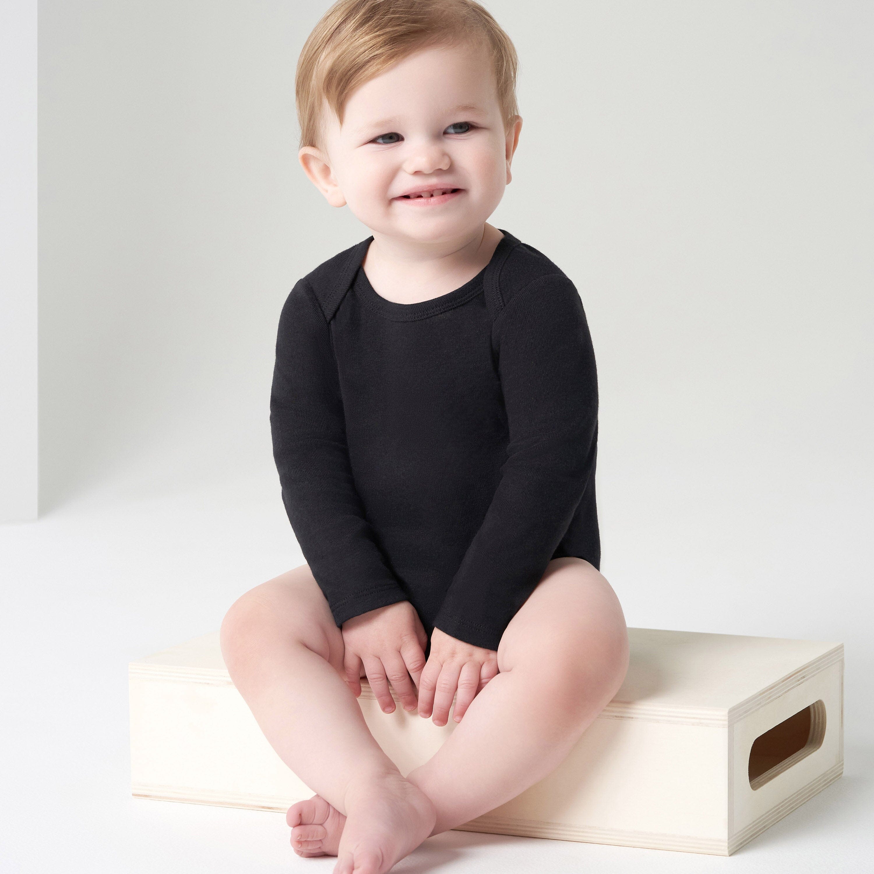 5-Pack Baby Black Premium Long Sleeve Onesies Bodysuits