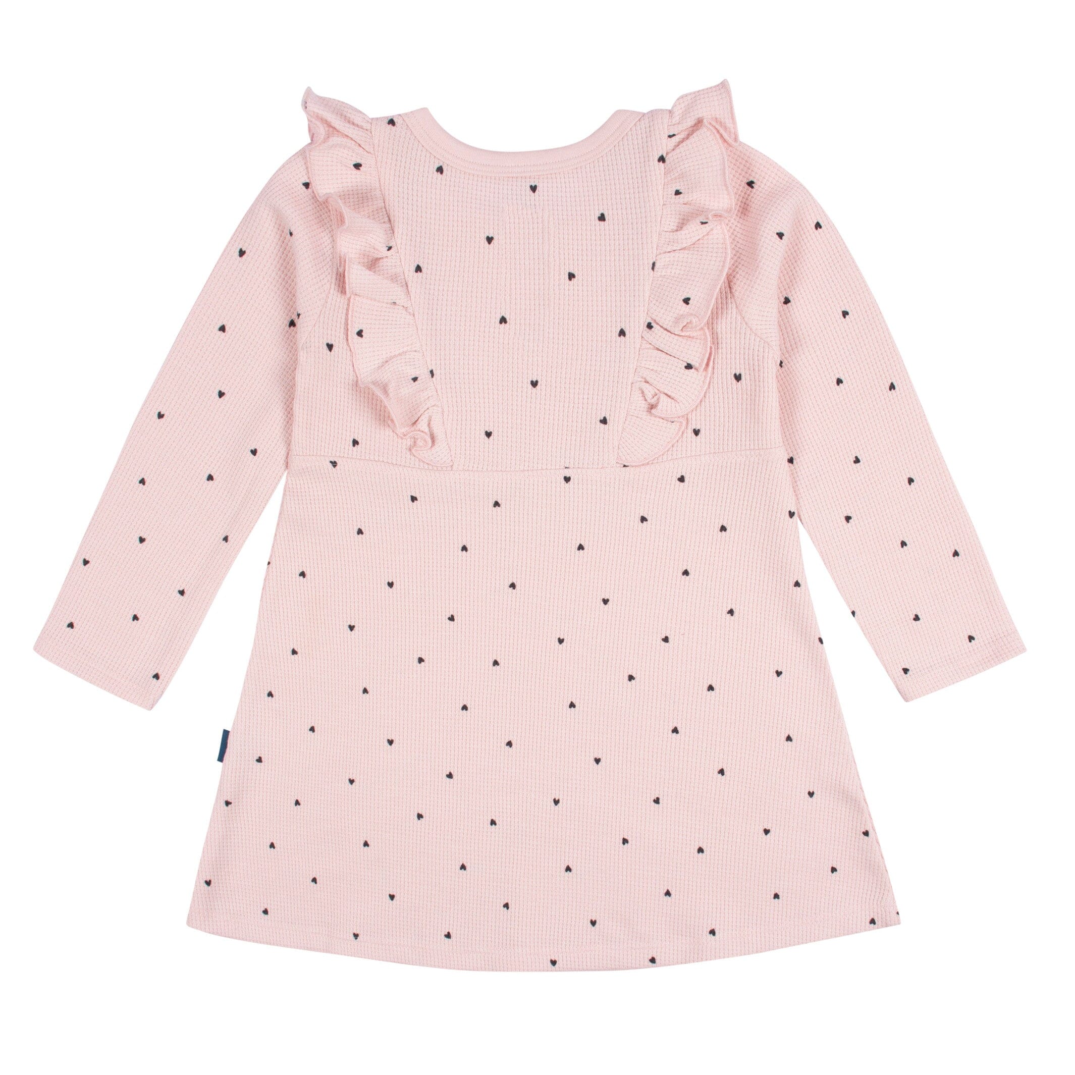 Infant and Toddler Girls Light Pink Hearts Dress with Ruffle