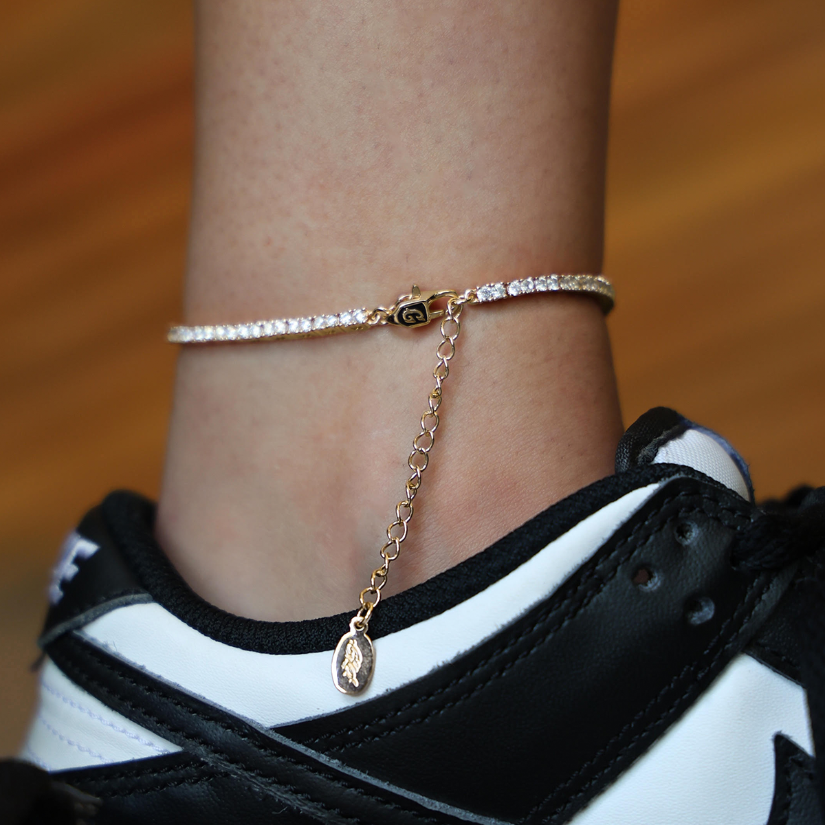 Diamond Tennis Anklet in Yellow Gold- 2mm