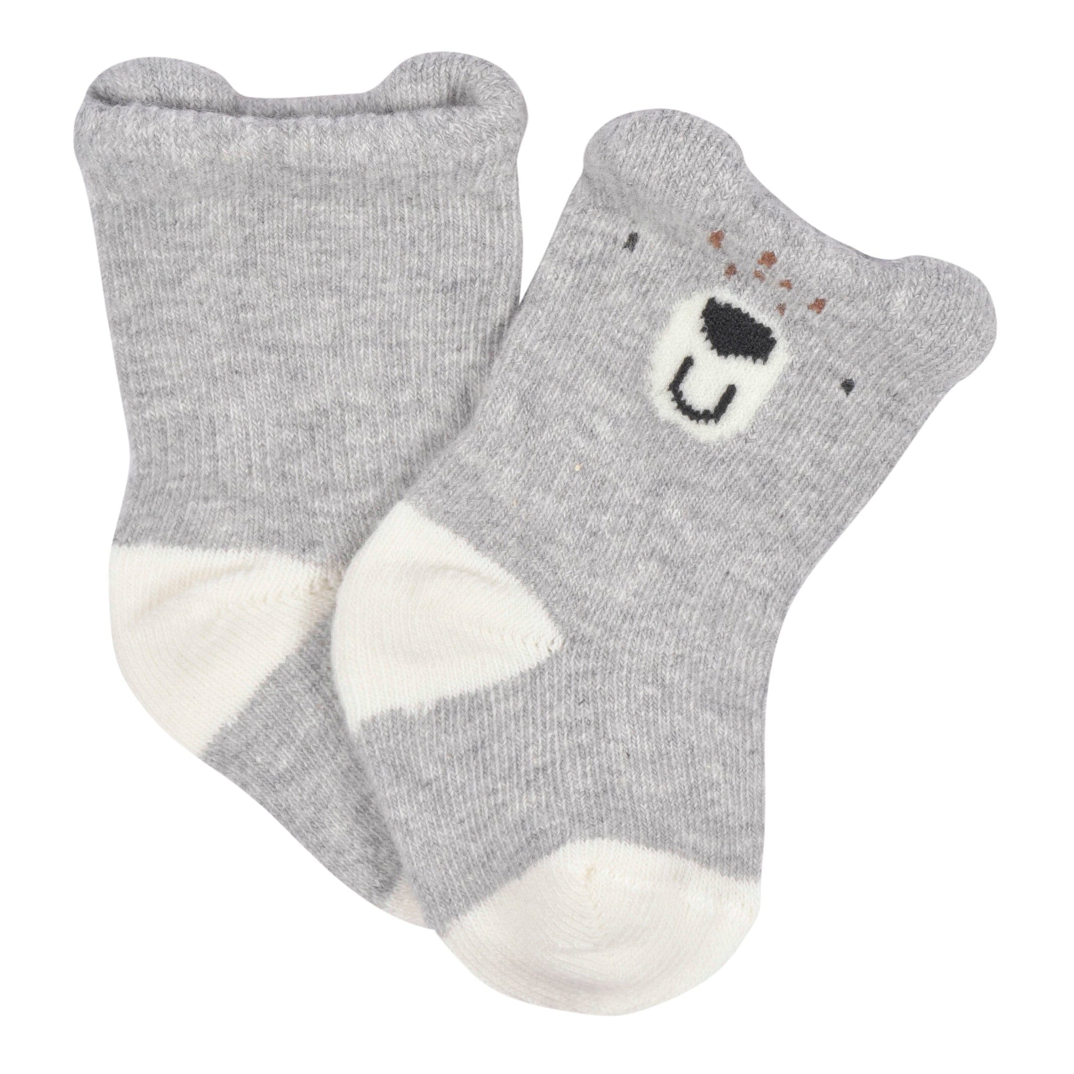 6-Pack Baby Boys Bear Wiggle Proof Socks