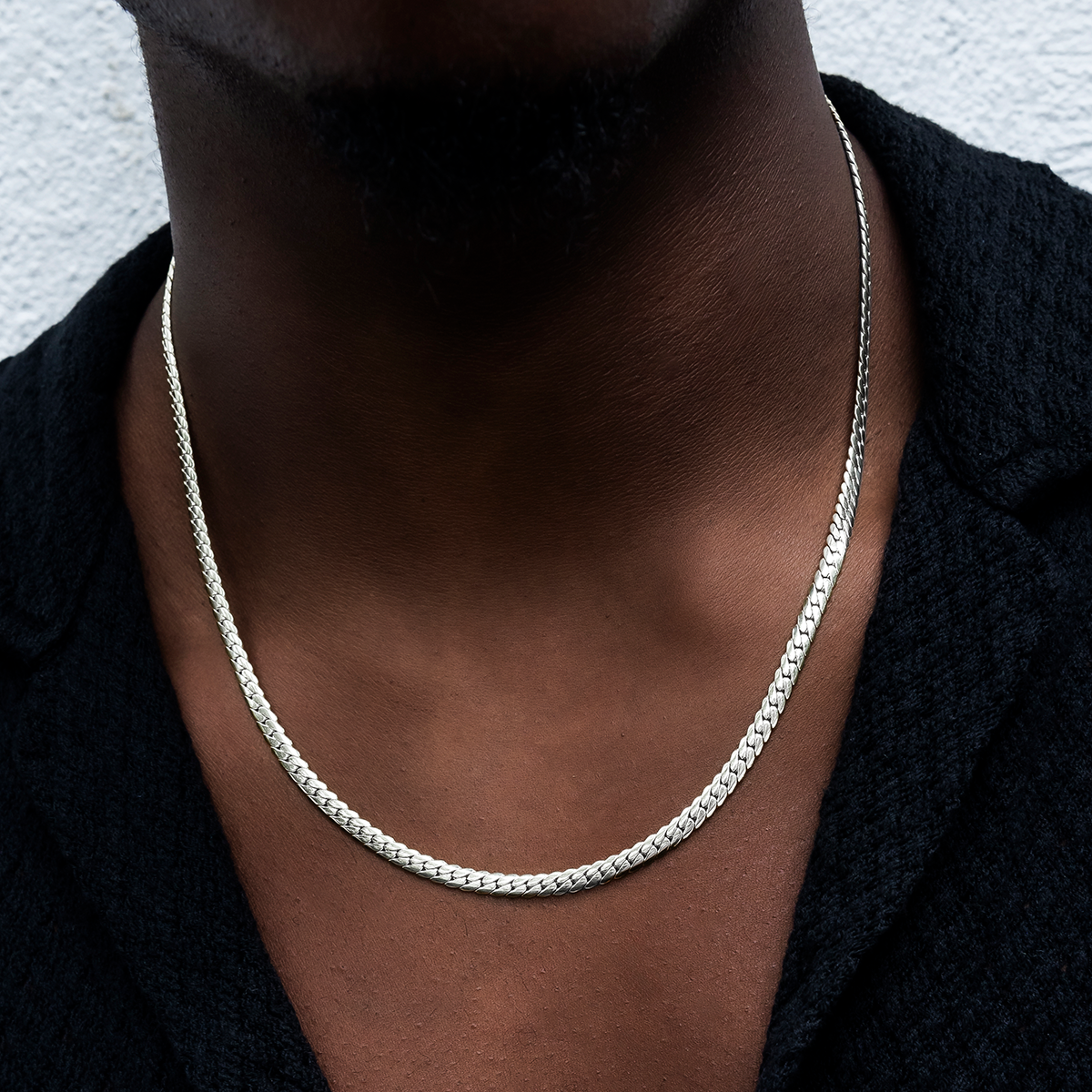 South Beach Cuban Chain in White Gold- 5mm